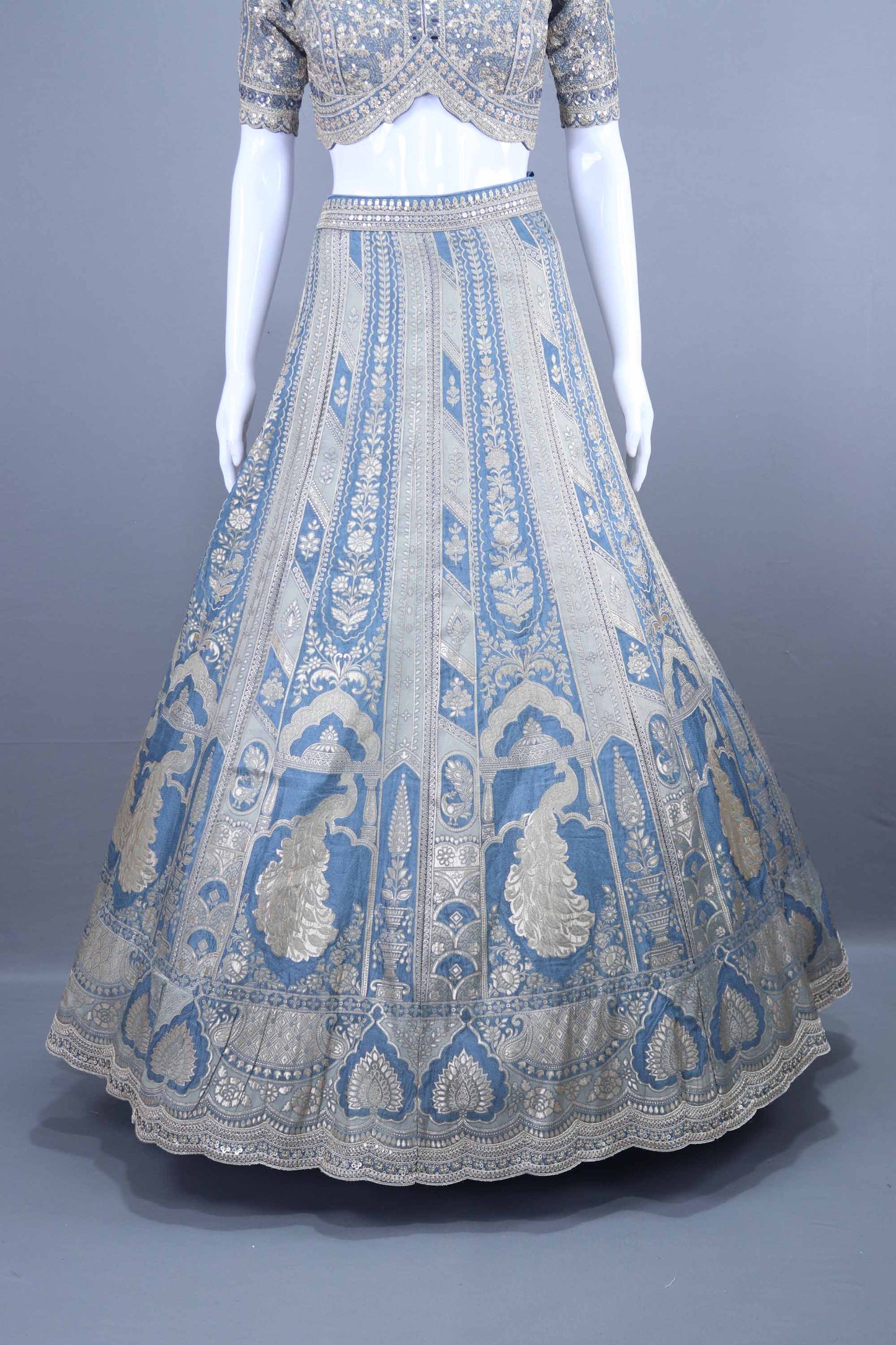 Sky Blue Embroidered Silk Lehenga Choli Designer Party Wear Outfit