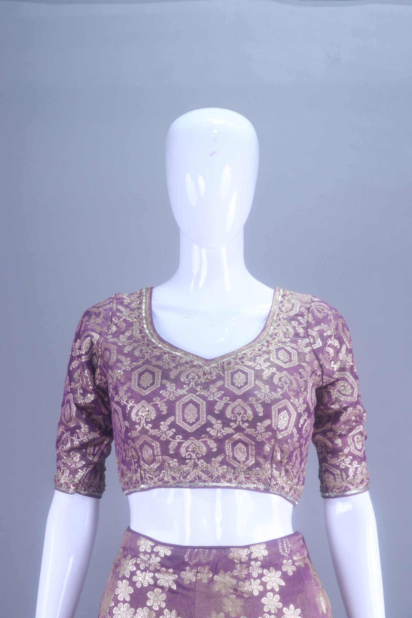 Mauve Embroidered Silk Lehenga Choli with Dupatta