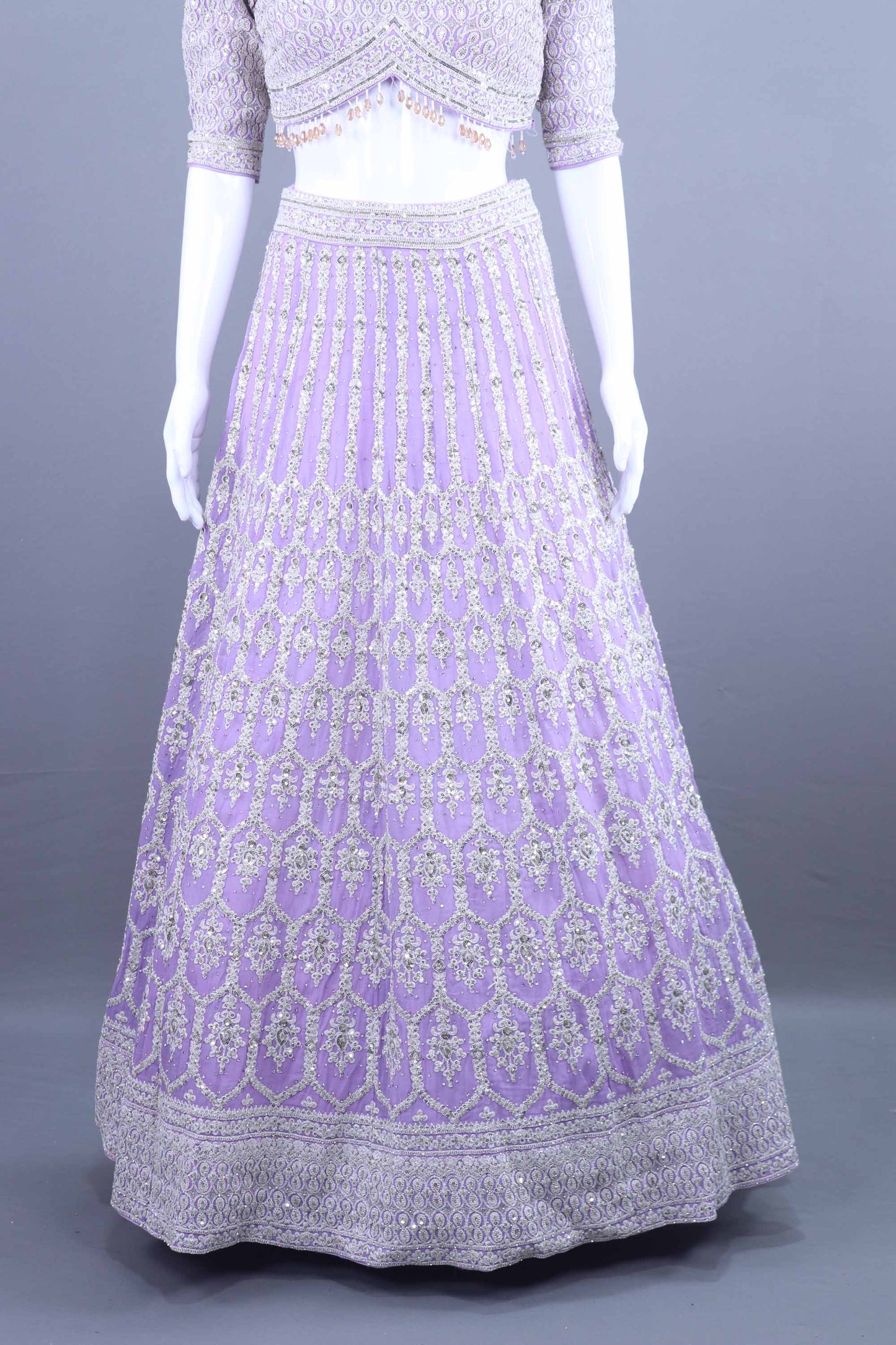 Lavender Lehenga Choli Matching Net Dupatta Designer Wedding Wear