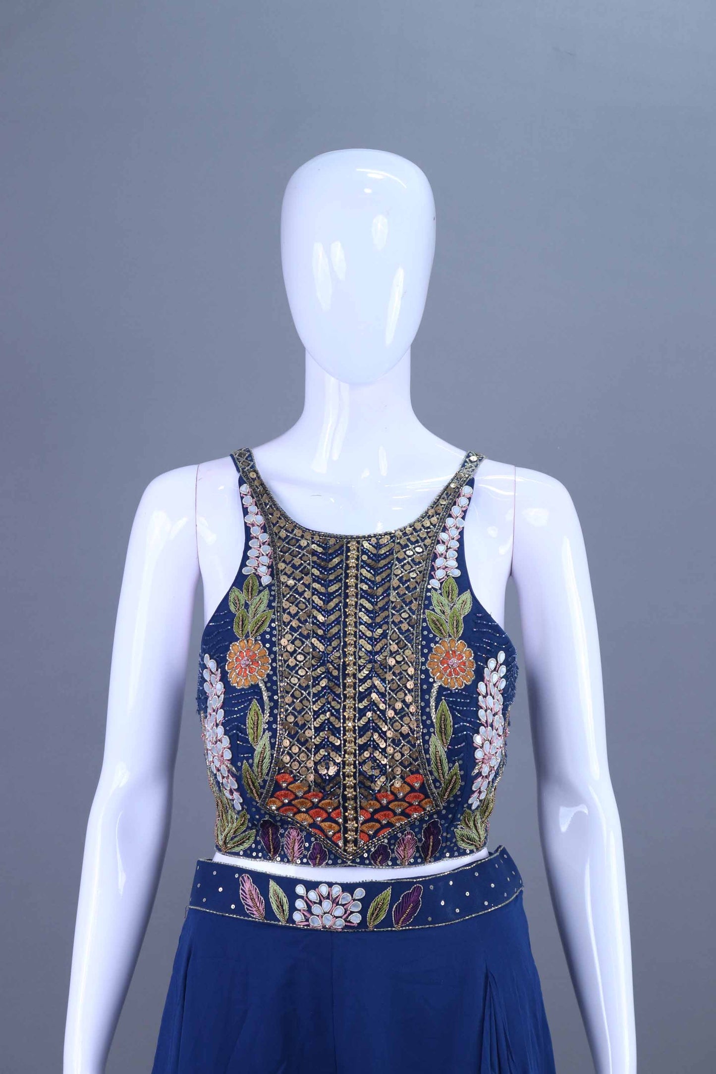 Navy Blue Cape-Style Indo-Western Party Wear