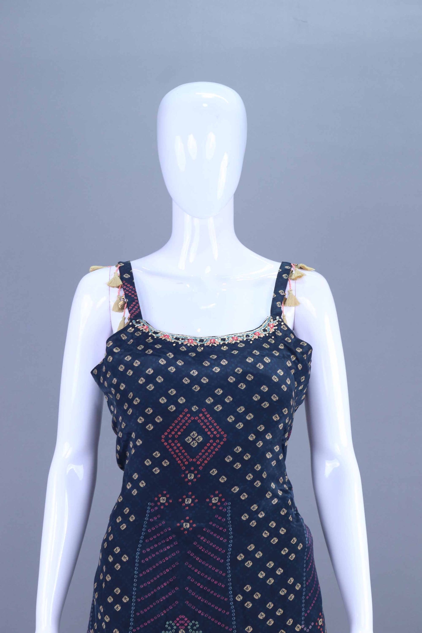 Blue Heavy Designer Sleeveless Sharara Palazzo suit