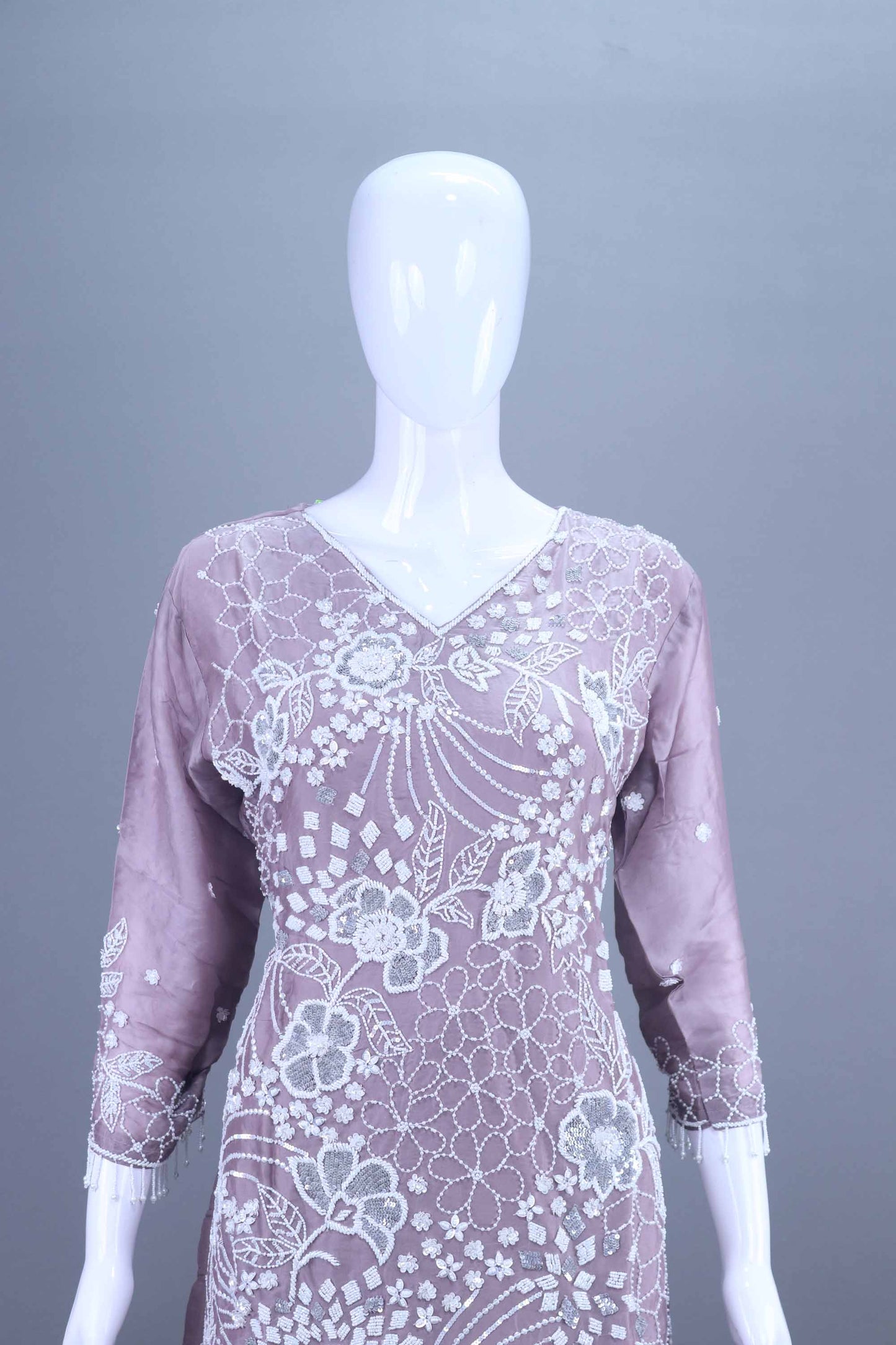 Elegant Lavender Embroidered Sharara Suit with Dupatta