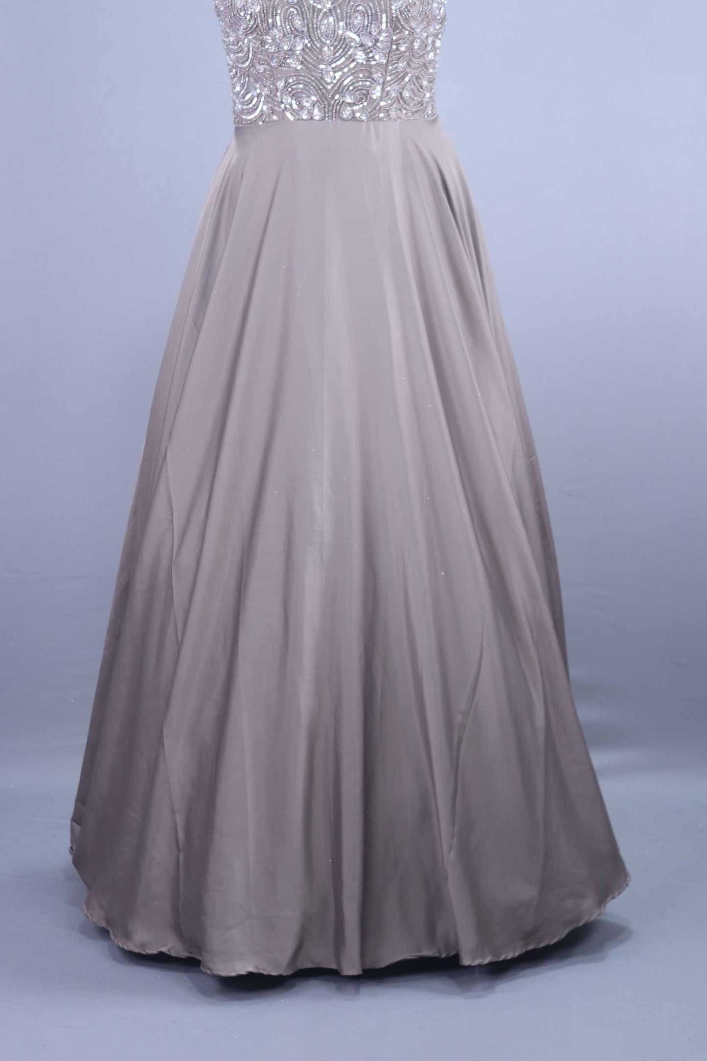 Brown Embroidered Sleeveless Anarkali Gown with Dupatta