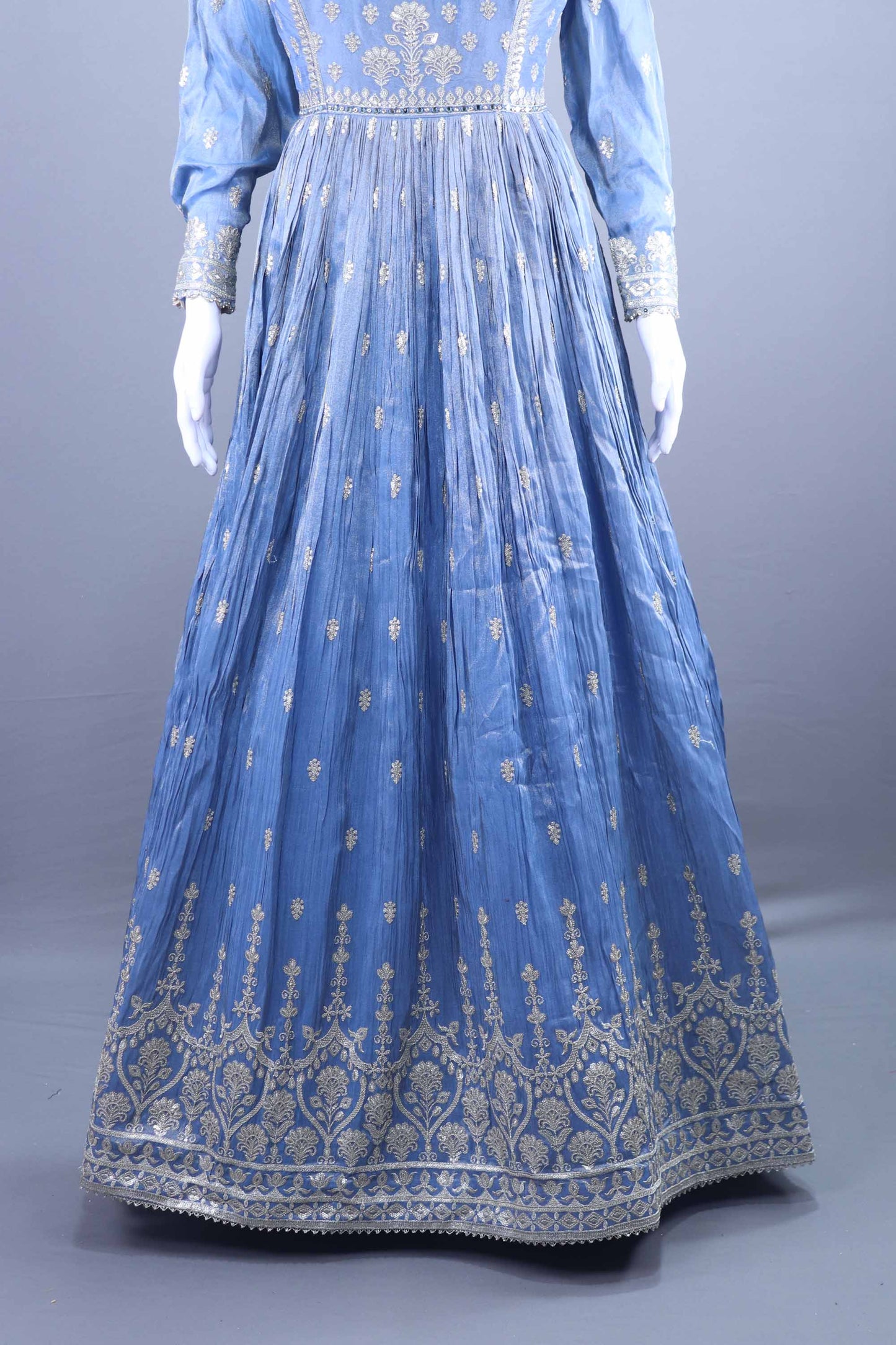 Sky Blue Heavy Embroidered Anarkali Gown with Dupatta