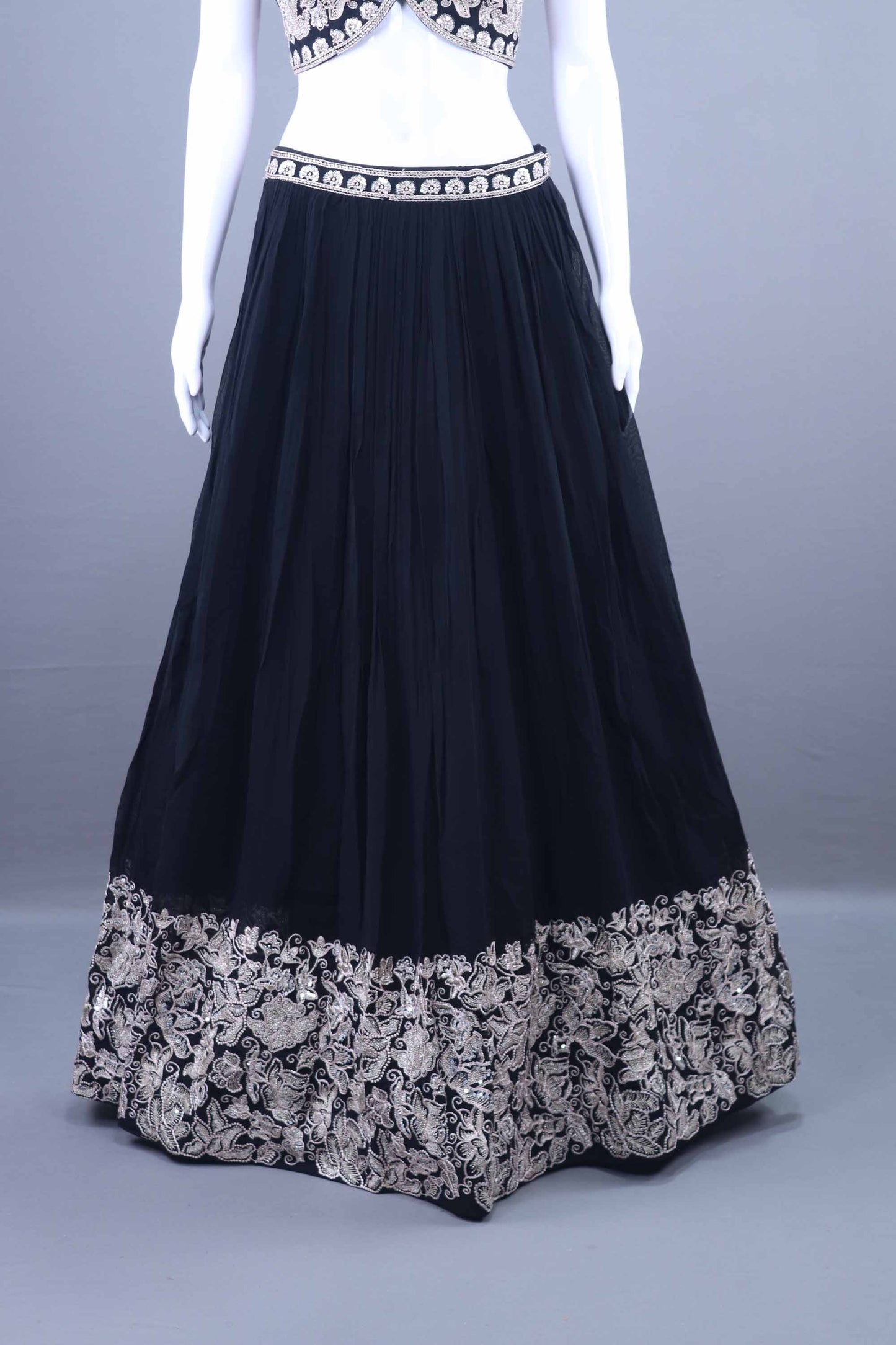 Designer Black Lehenga Choli with Heavy Embroidery and Dupatta