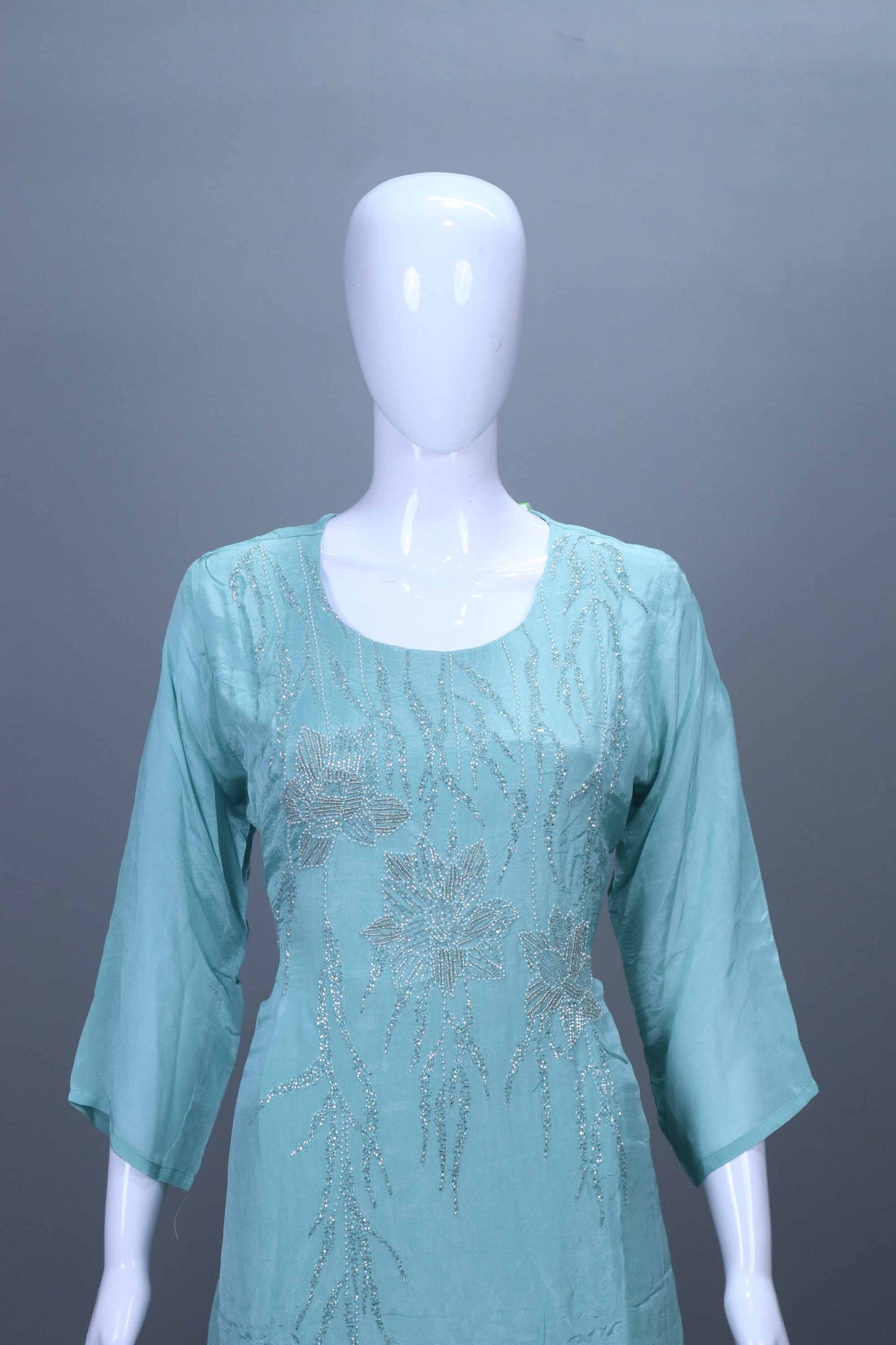 Sky Blue Silk Straight Kurta Set with Dupatta Festive Wear