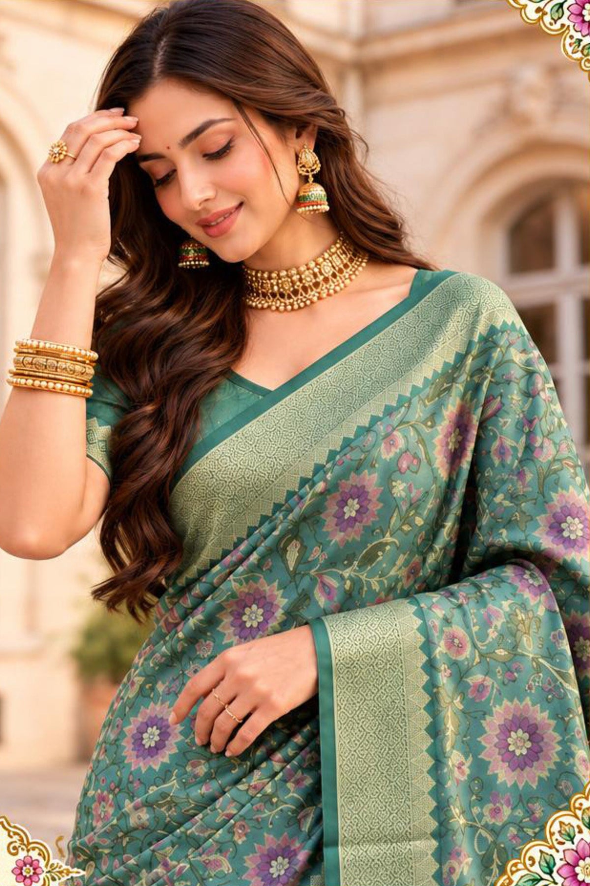 Elegant Teal Green Banarasi Silk Woven Designer Saree for Women