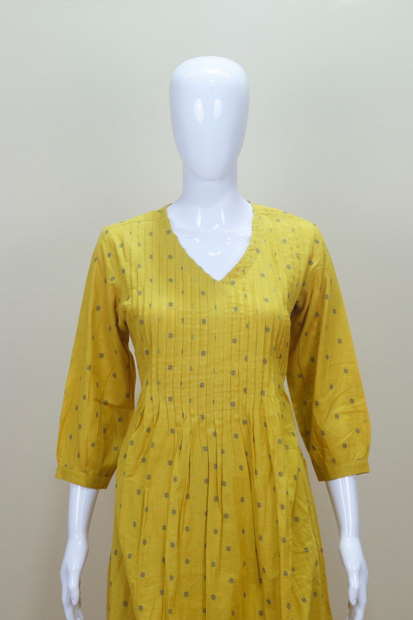 Mustard Yellow Printed Cotton Kurta with Palazzo Set Ethnic Wear