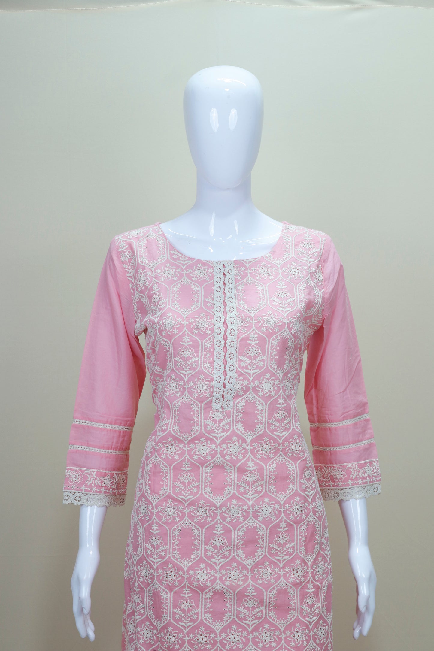 Pastel Pink Chikankari Embroidered Cotton Salwar Suit with Dupatta
