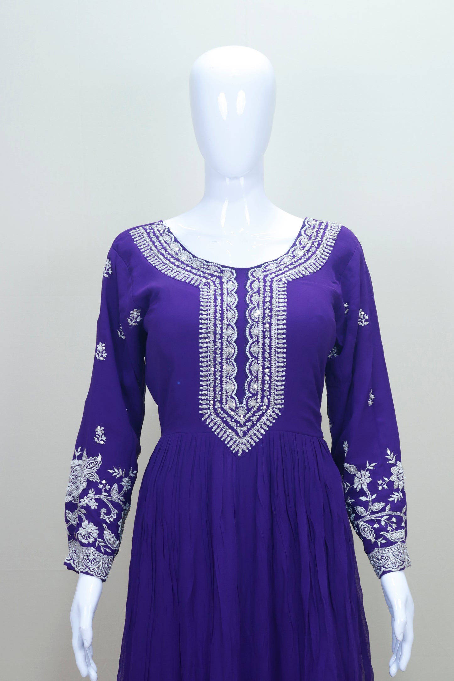 Royal Purple Chikankari Anarkali Suit Dupatta Women’s Festive Wedding Wear