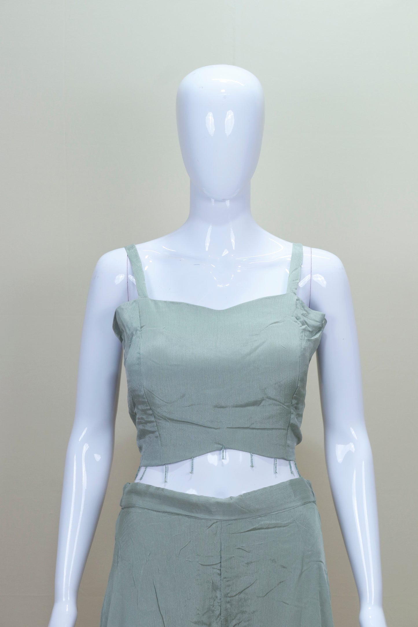 Pastel Green Long Jacket with Flared Dress Women’s Ethnic Festive Party Wear