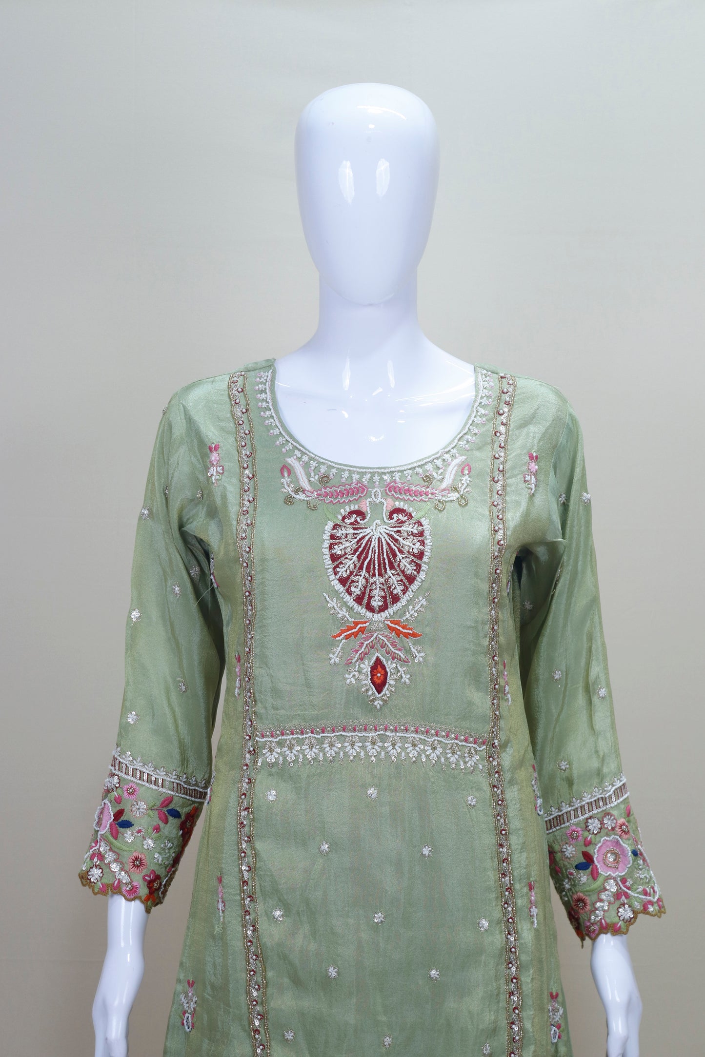 Women’s Green Kurta Sharara Set with Dupatta Festive Wedding Ethnic Wear