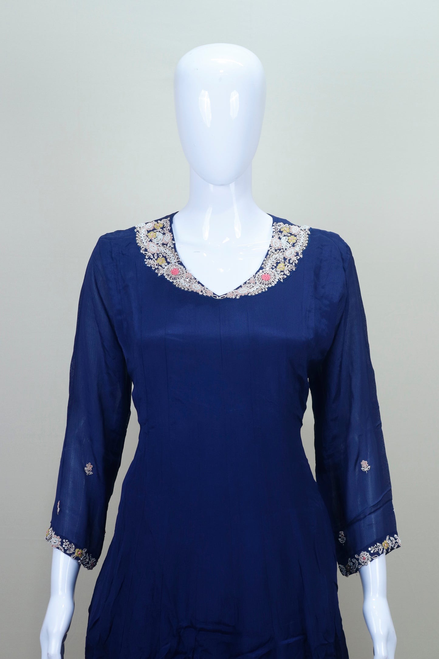 Elegant Navy Blue Kurta Set with Dupatta Women’s Ethnic Wear for Festive Part