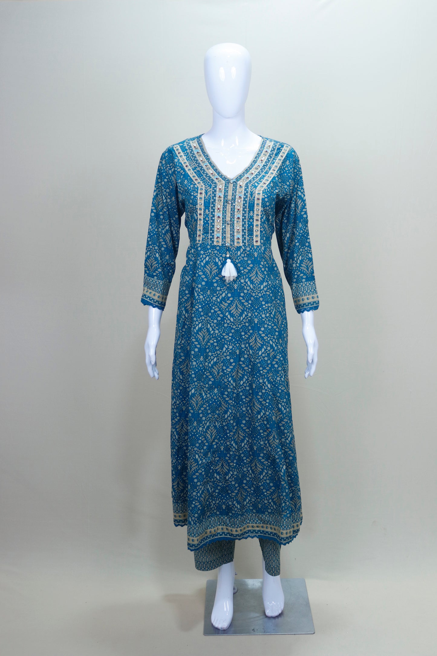Blue Salwar Suit Set with Dupatta Ethnic Wear Kurta Pant Dupatta Set