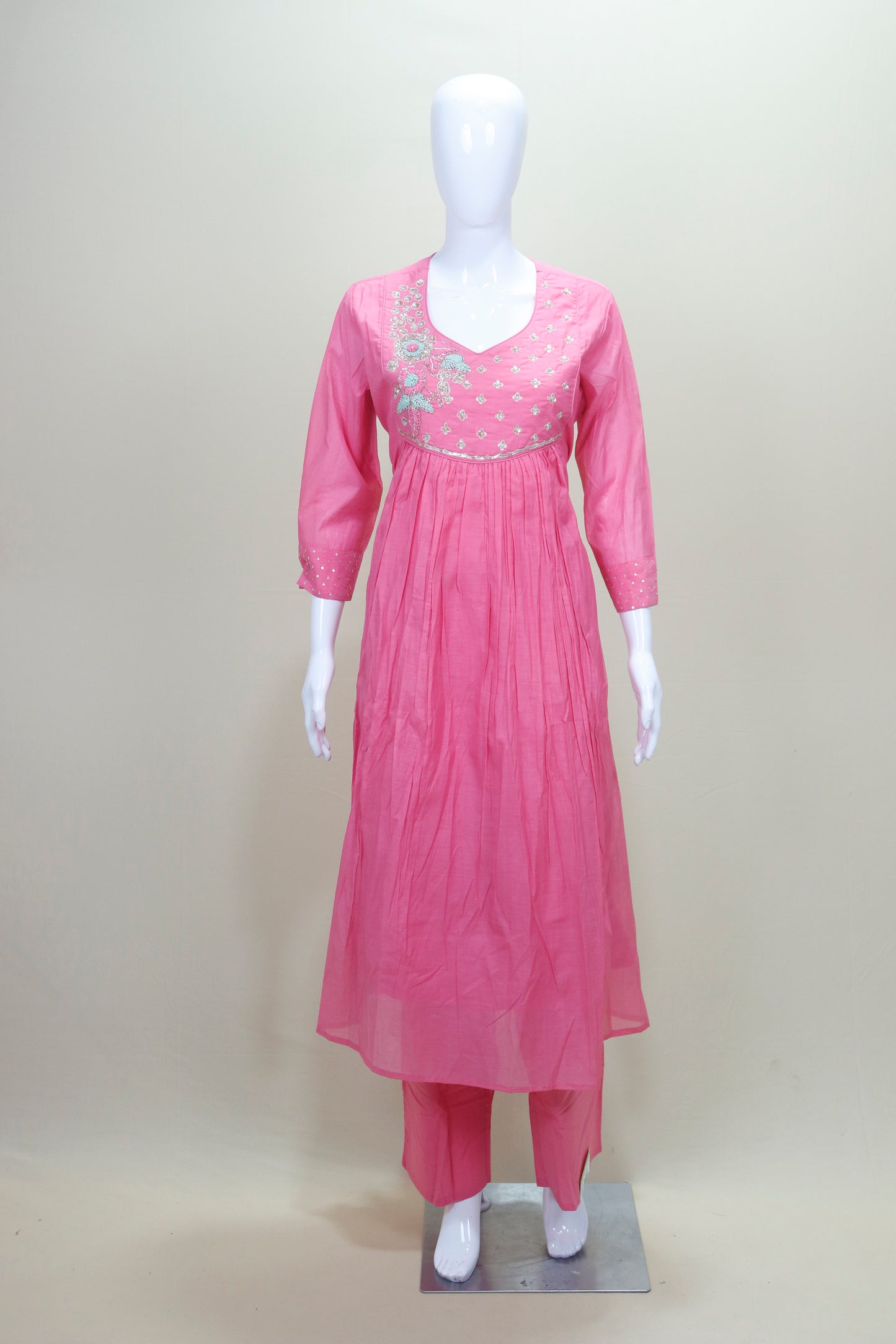 Elegant Pink Silk Embroidered Anarkali Salwar Suit with Dupatta
