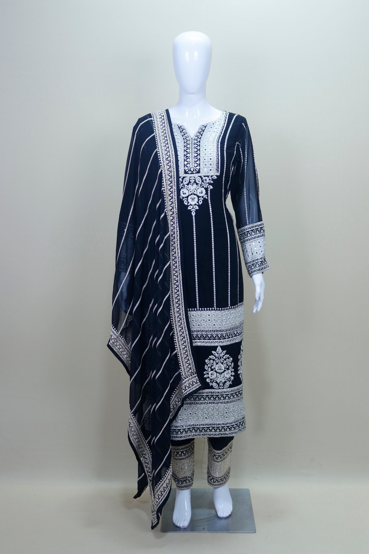 Black Salwar Suit Set with Dupatta Festive Wear Kurta Set