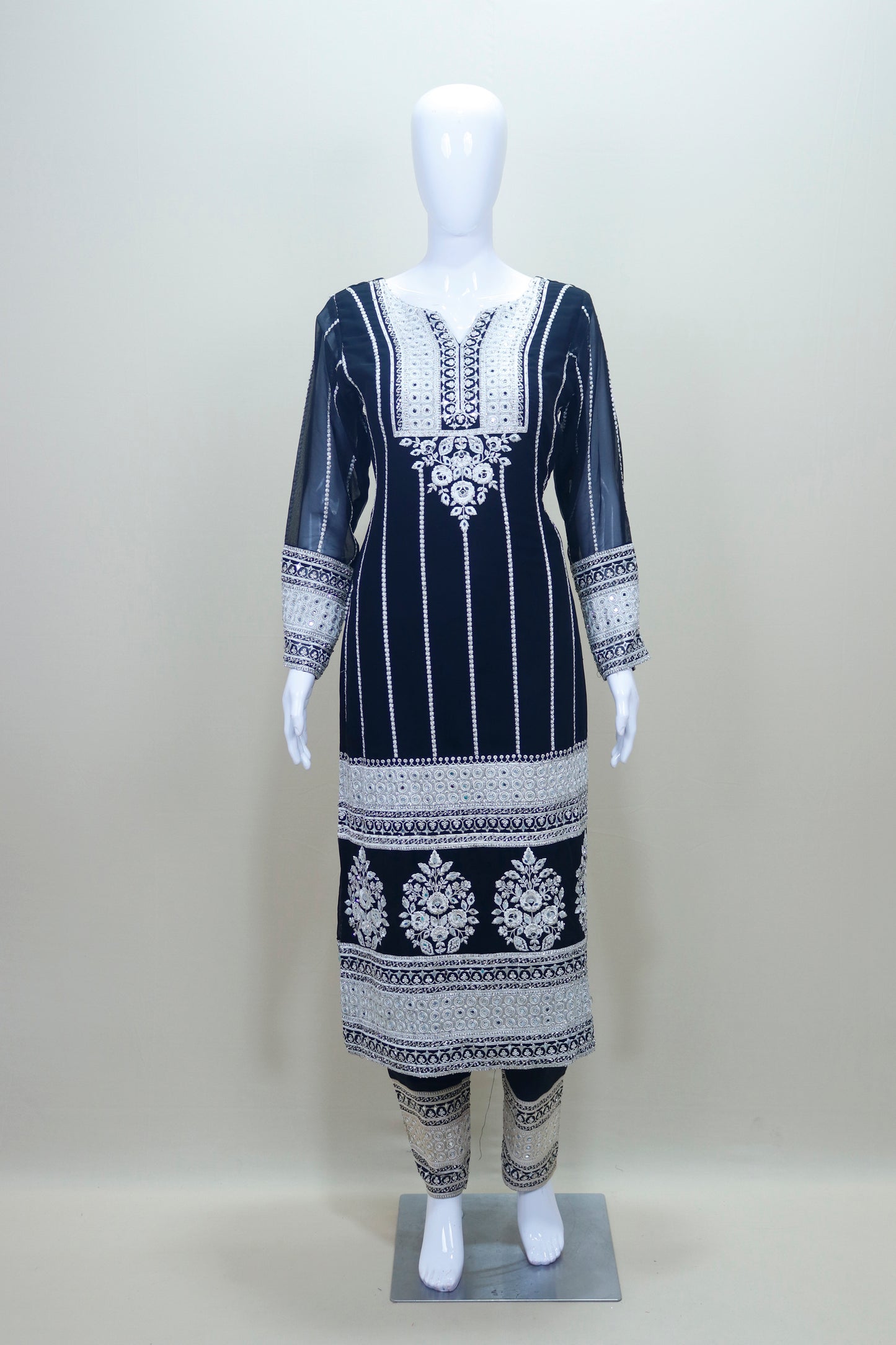 Black Salwar Suit Set with Dupatta Festive Wear Kurta Set