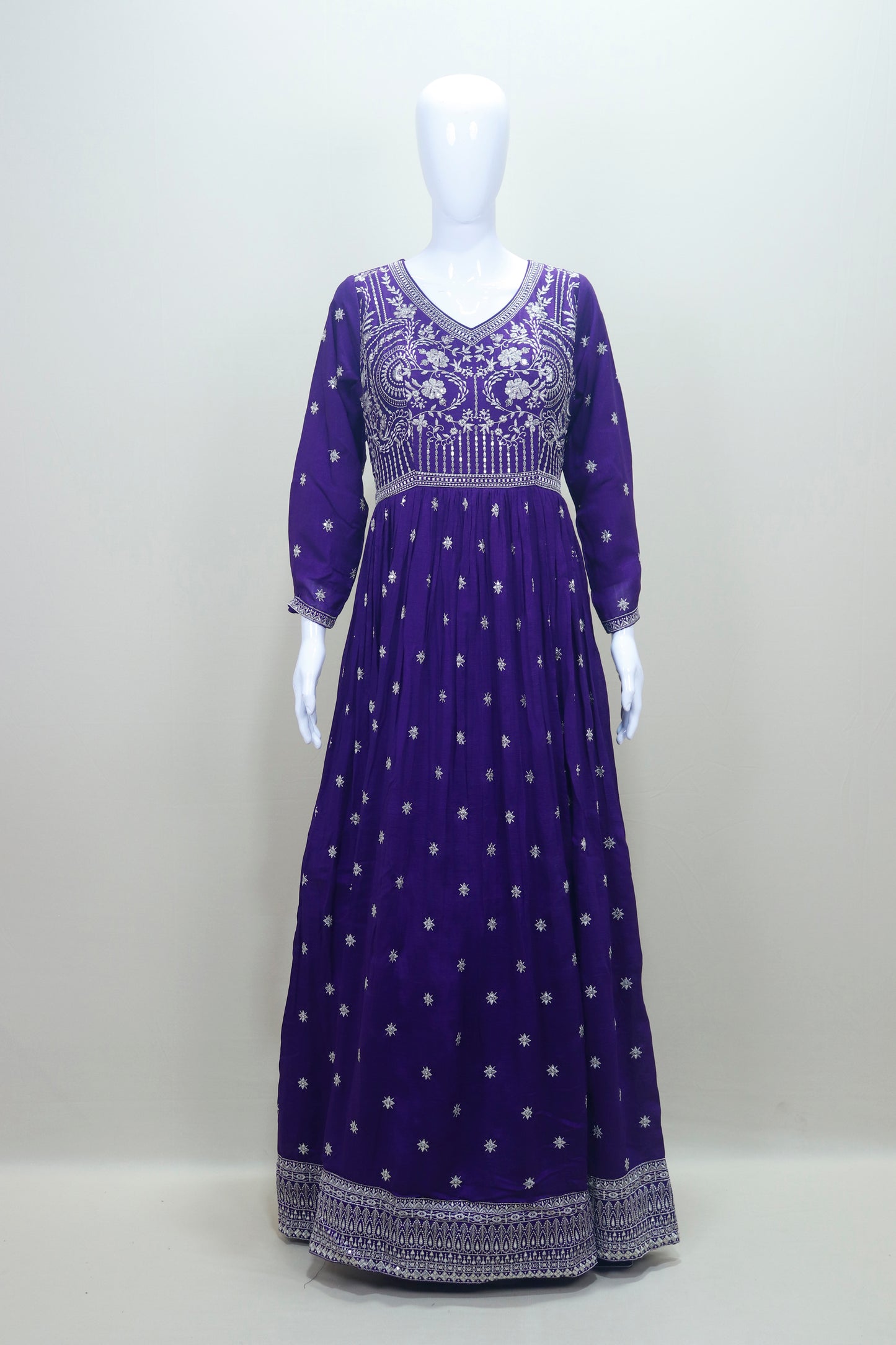 Elegant Purple Embroidered Anarkali Suit with Dupatta