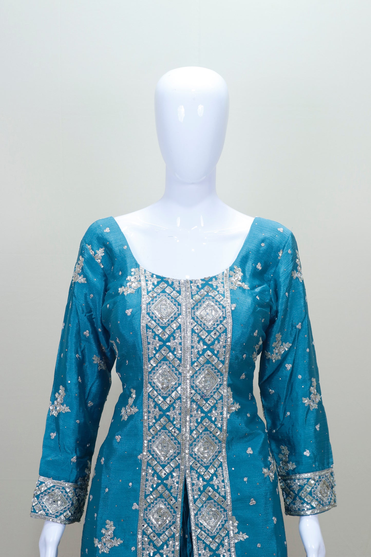 Designer Blue Embroidered Sharara Suit with Dupatta