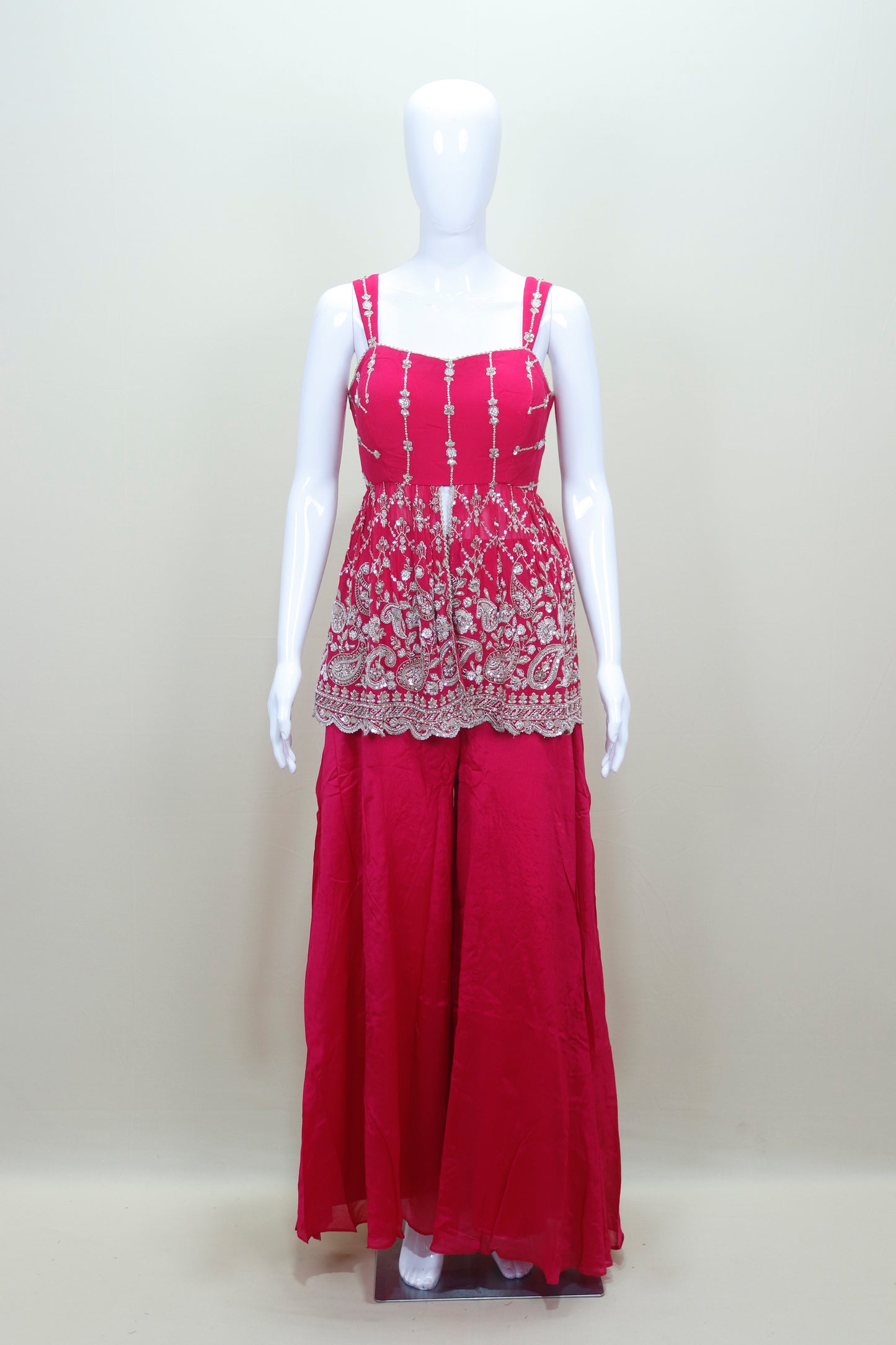 Designer Pink Sharara Set Sleeveless Kurti with Sharara Pants
