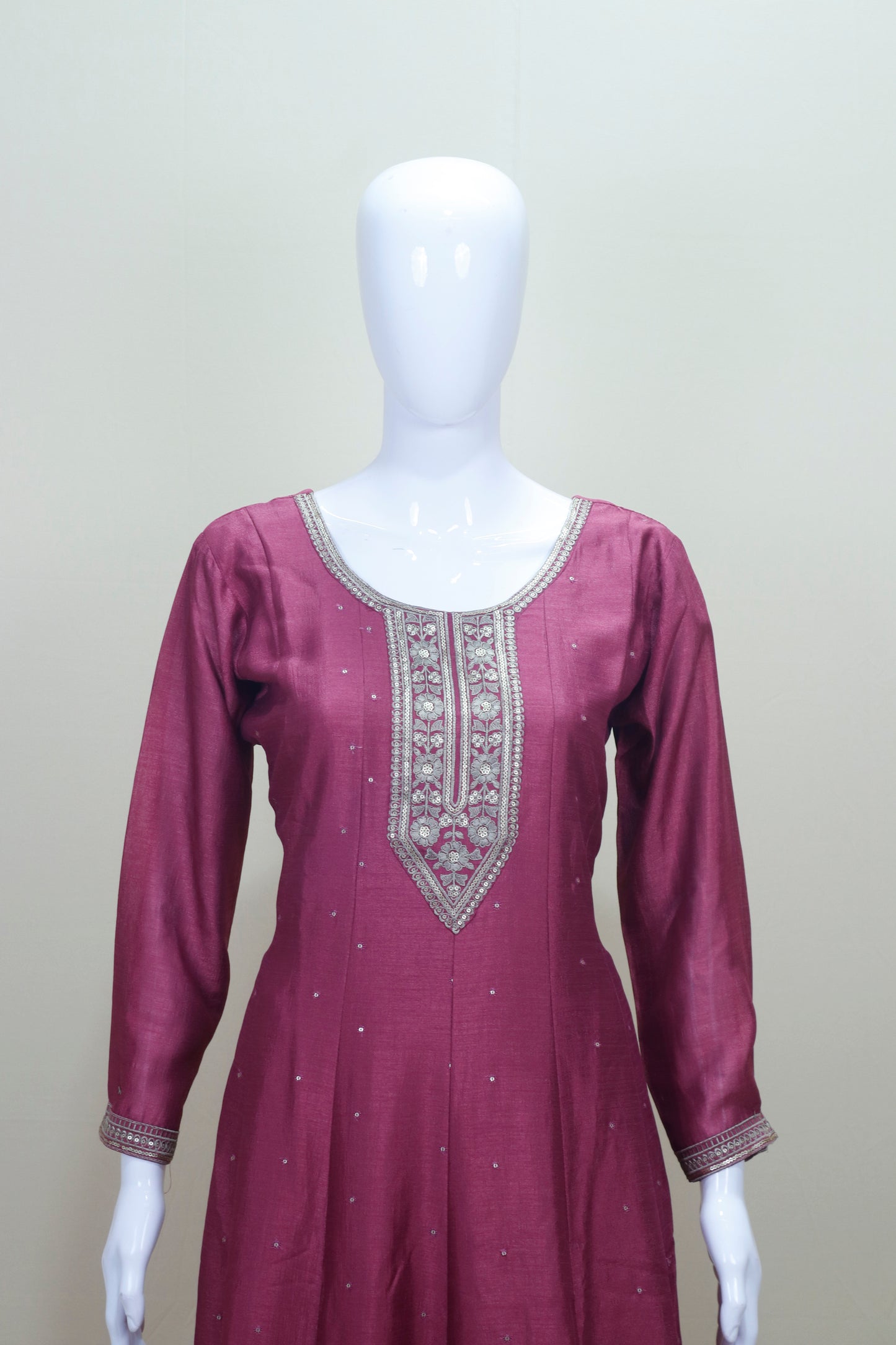 Designer Wine Silk Embroidered Salwar Suit with Dupatta
