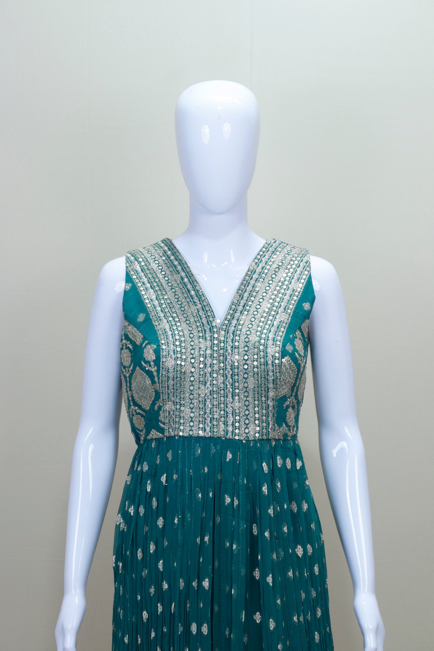 Teal Green Georgette Anarkali Suit Dupatta Party Wear Ethnic Outfit