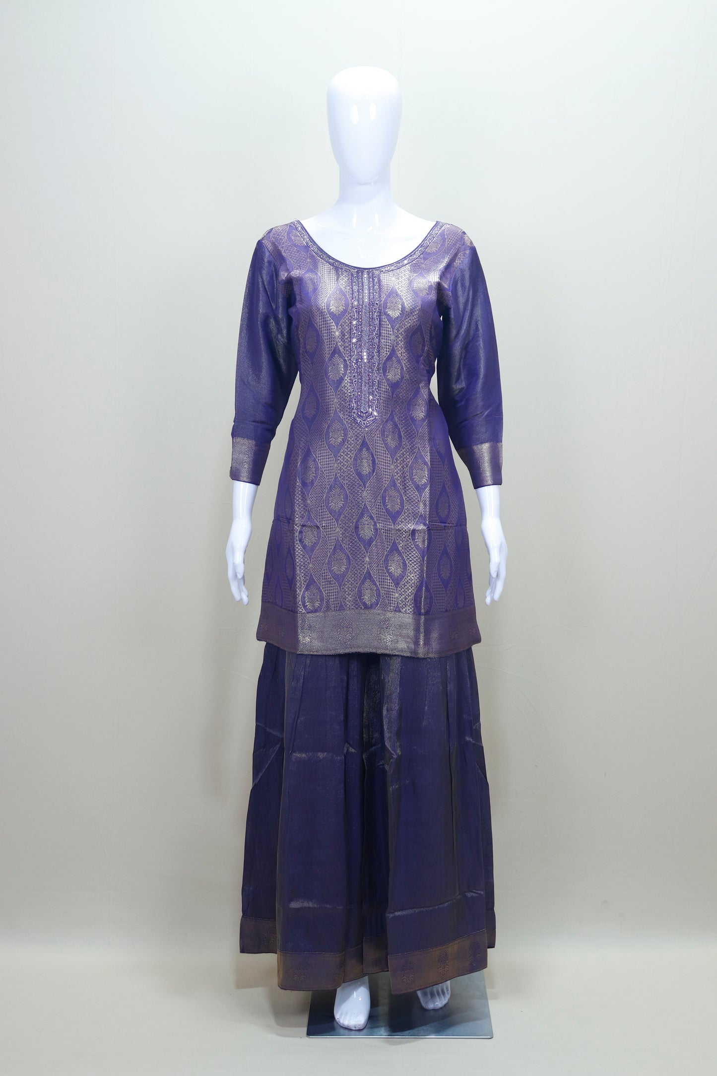 Elegant Purple Banarasi Silk Salwar Suit with Dupatta