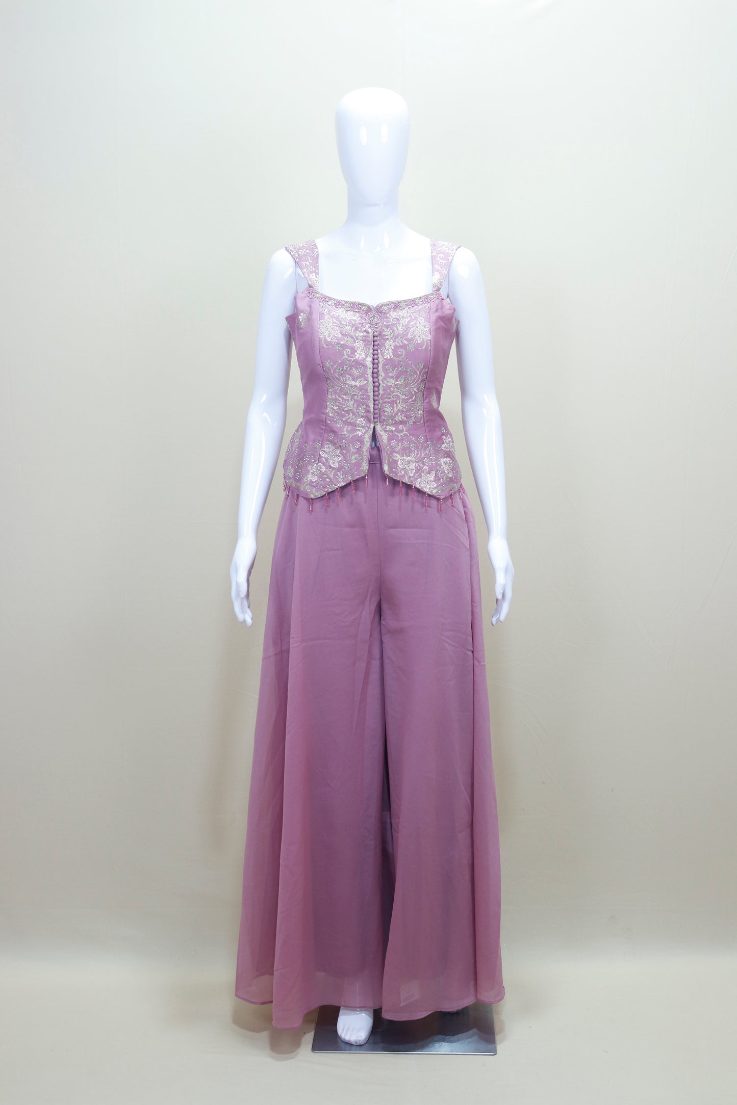 Elegant Lavender Crop Top with Palazzo Set Party Wear