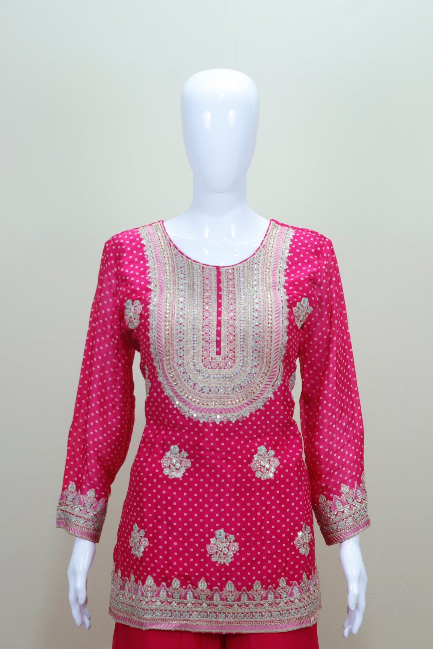 Designer Pink Kurti with Sharara and Dupatta Set Festive Wear