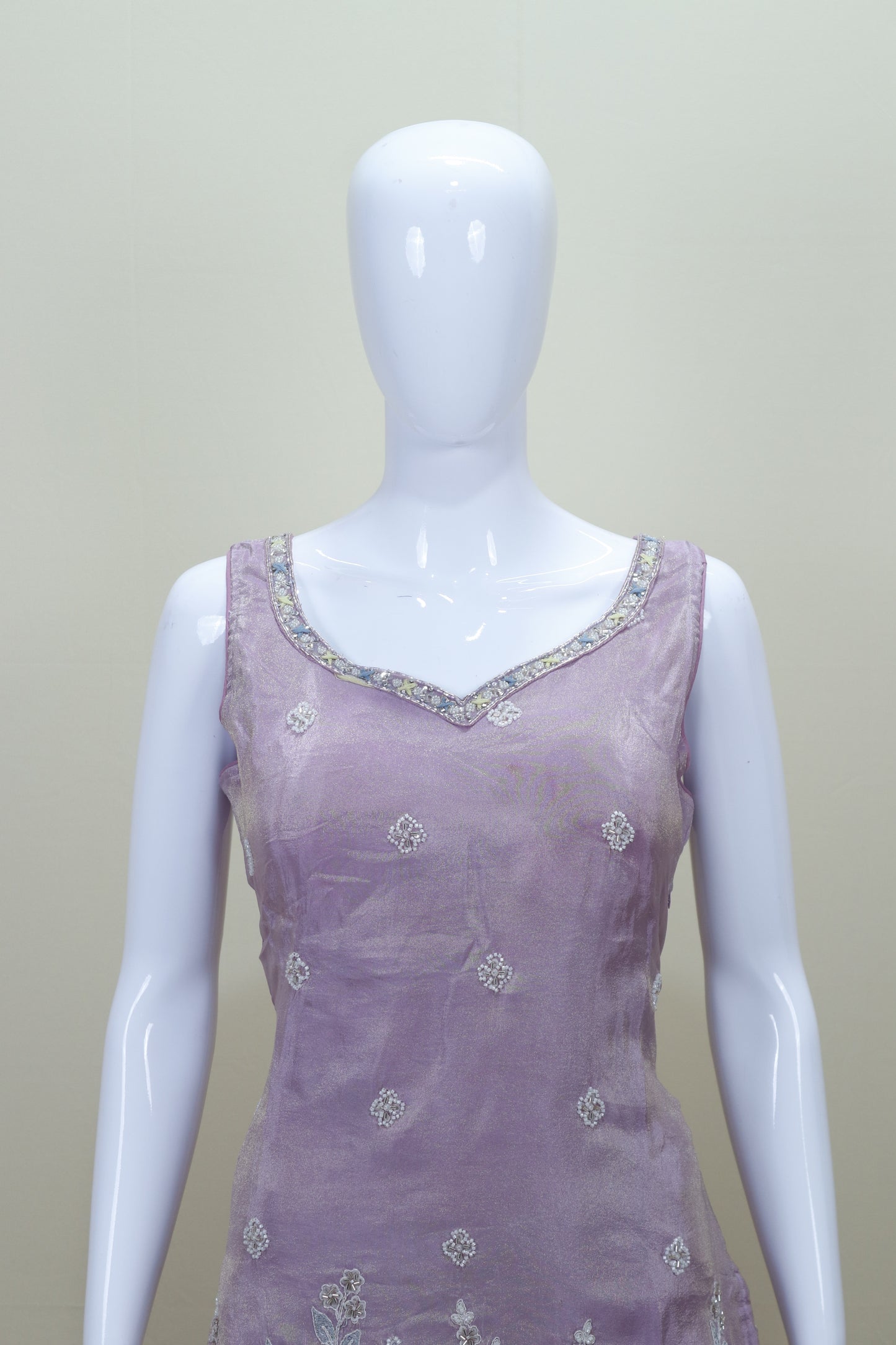 Lavender Embroidered Kurti with Sharara and Dupatta Set for Party Wear