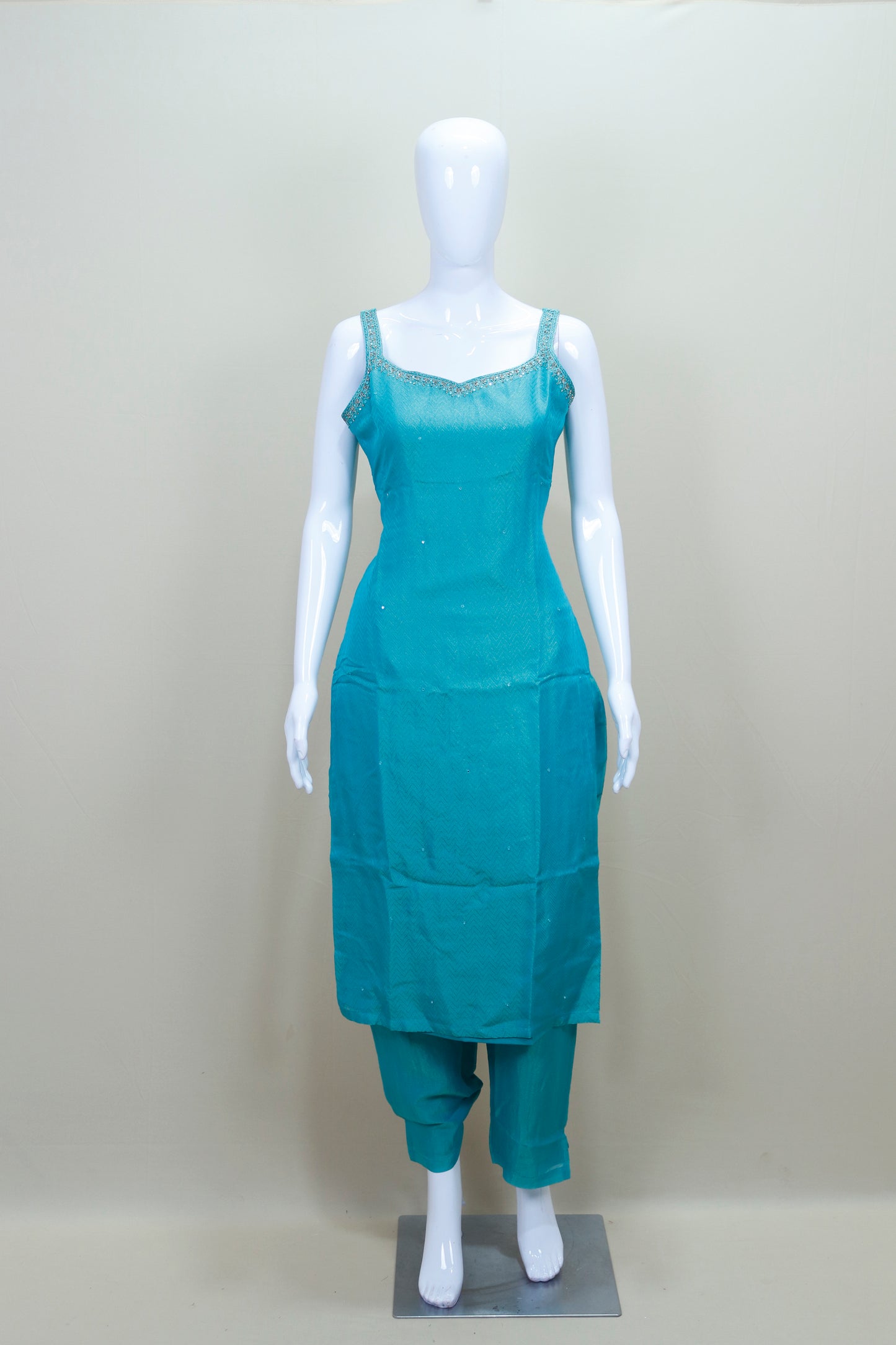 Aqua Blue Silk Salwar Suit Set with Dupatta Elegant Party Wear