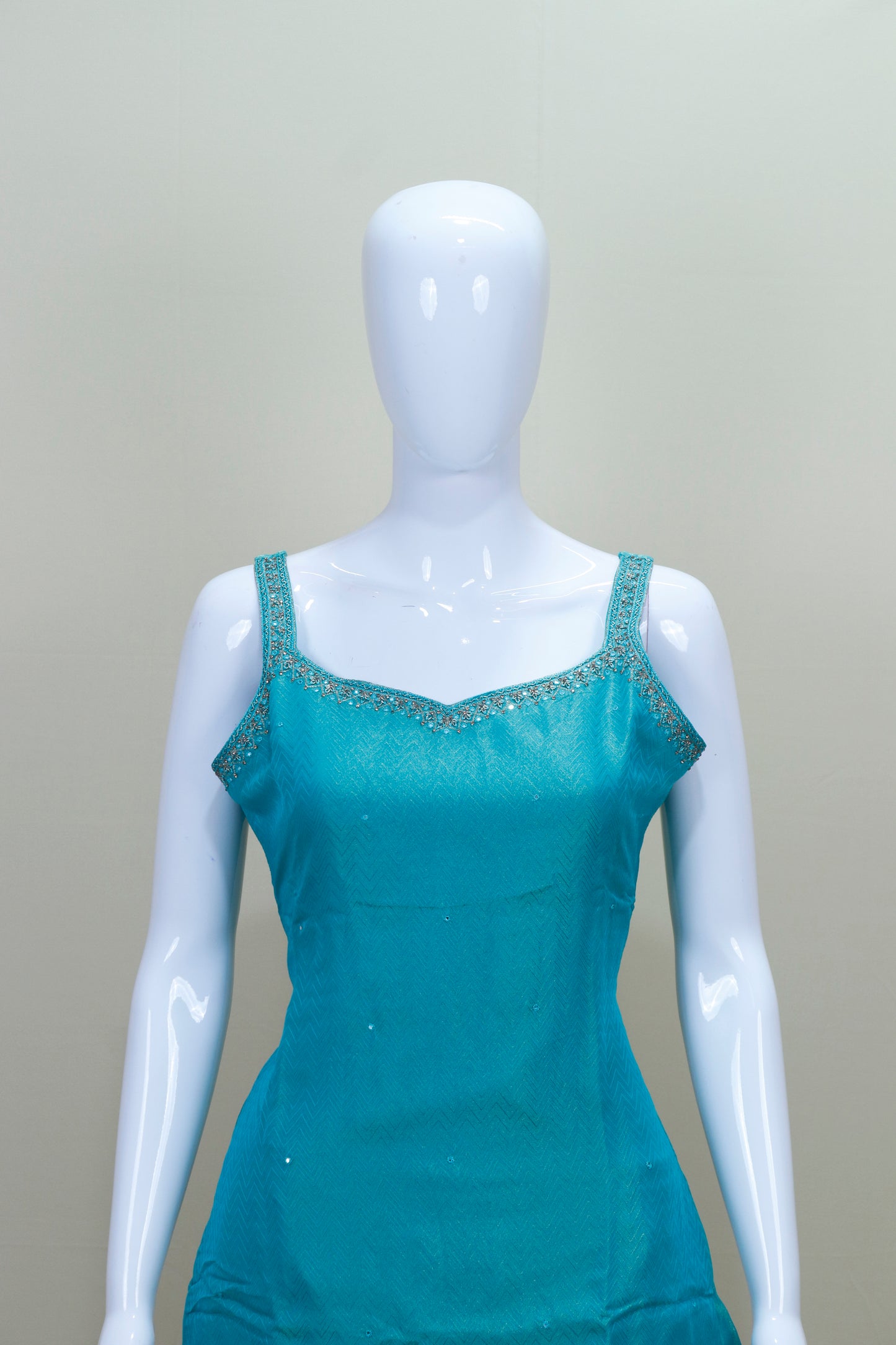 Aqua Blue Silk Salwar Suit Set with Dupatta Elegant Party Wear
