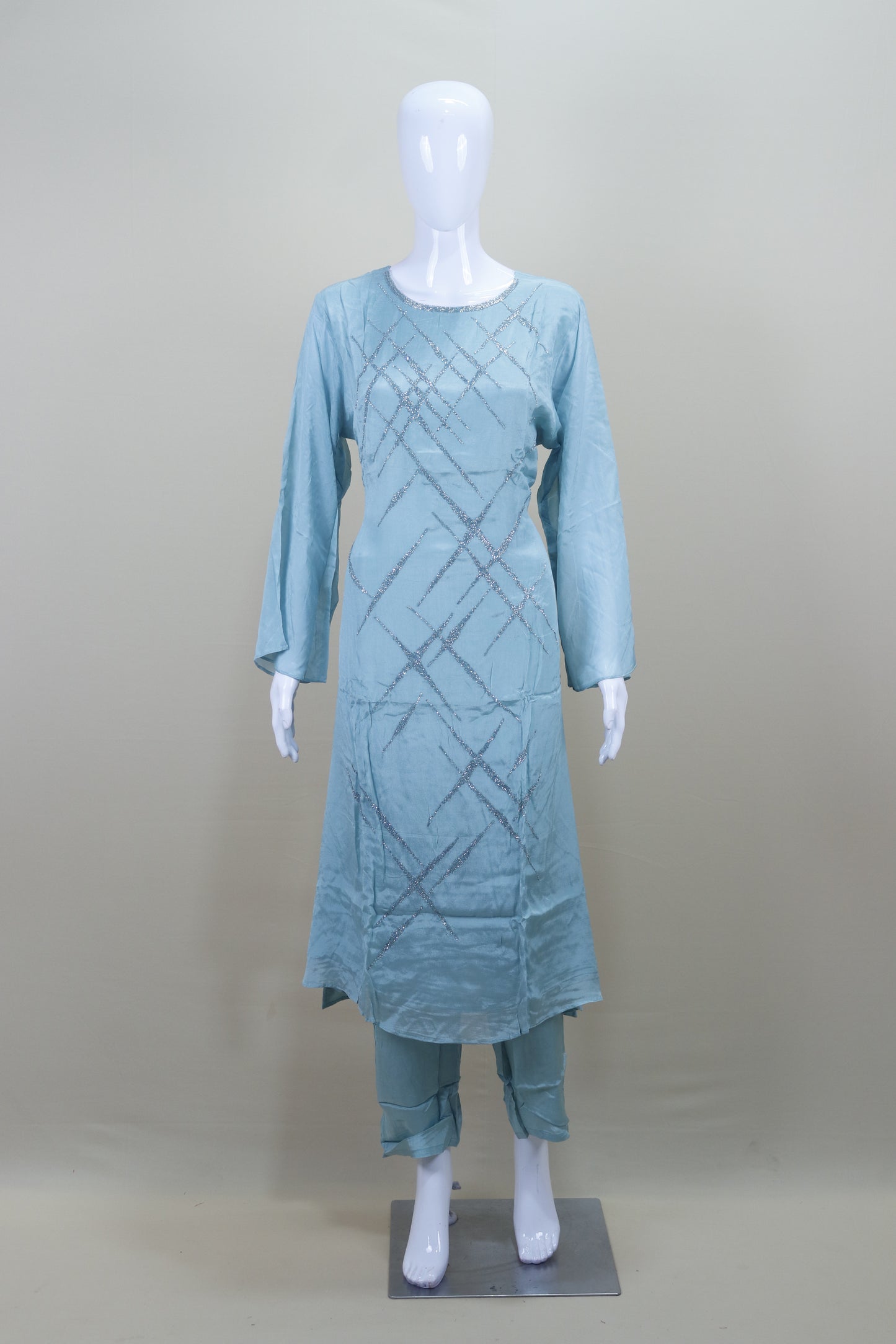 Sky Blue Embroidered Kurta Set with Dupatta Party Wear