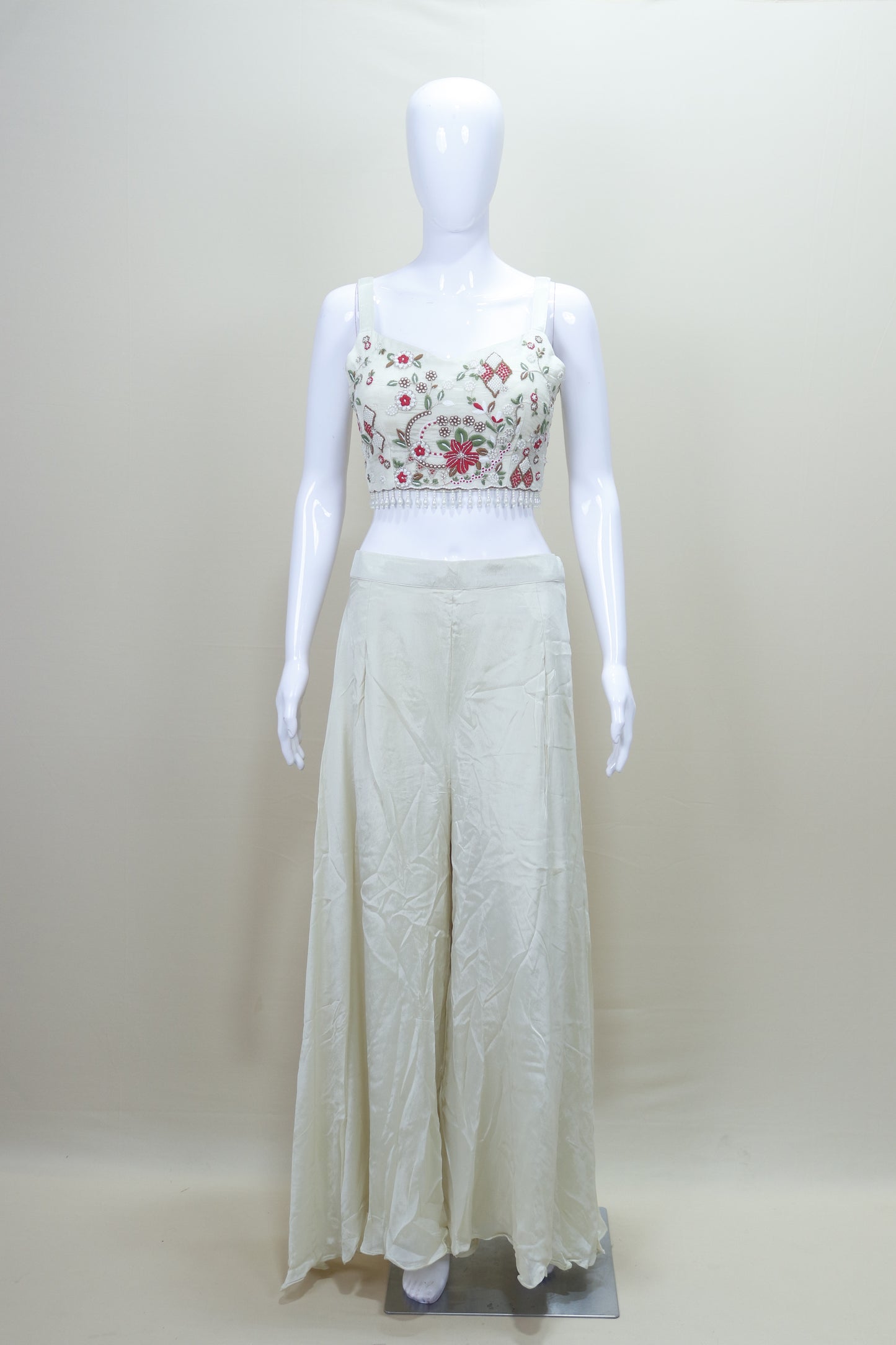 Ivory White Long Anarkali Kurta with Multicolor Ethnic Wear