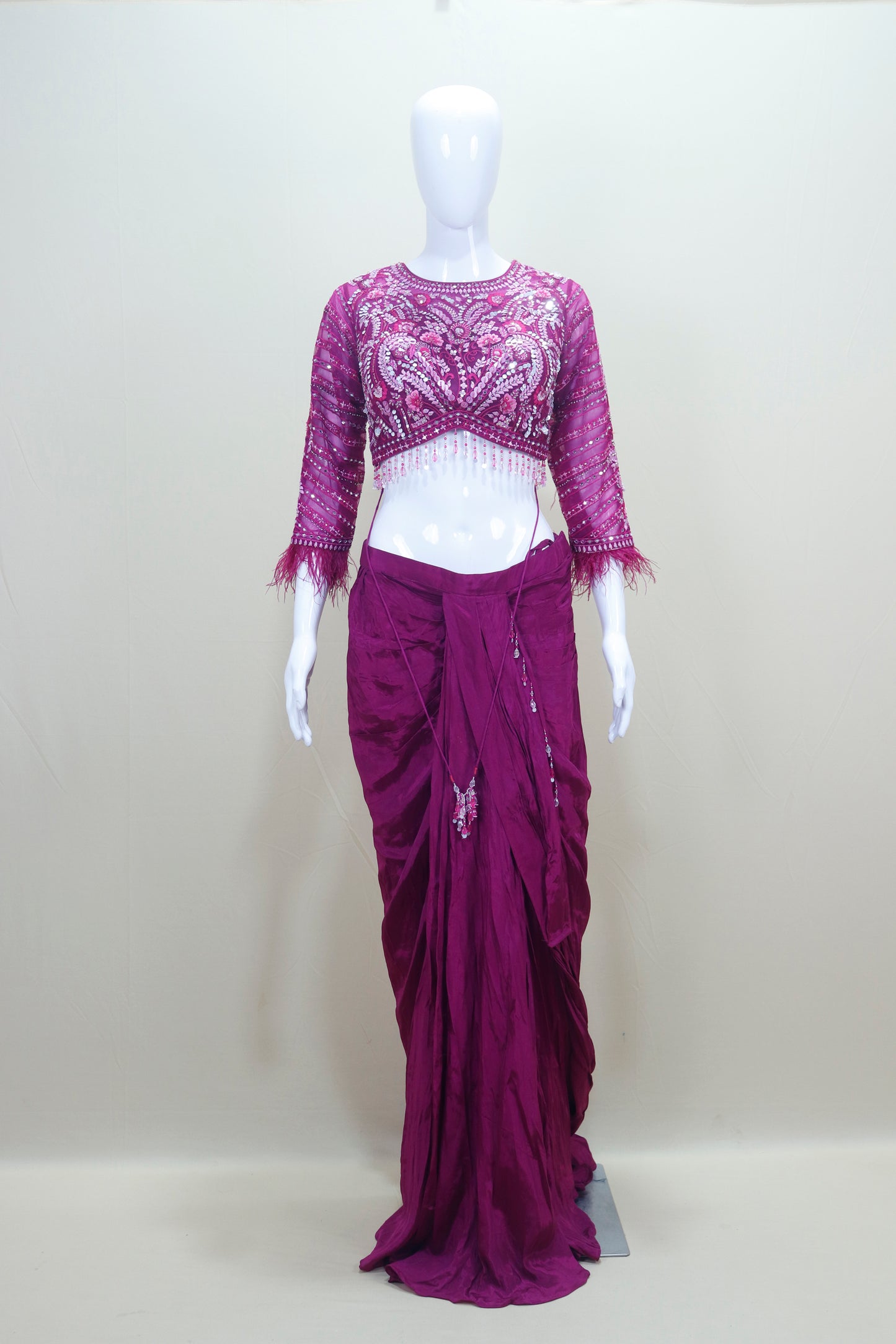 Designer Magenta Saree with Stylish Blouse Party Wear