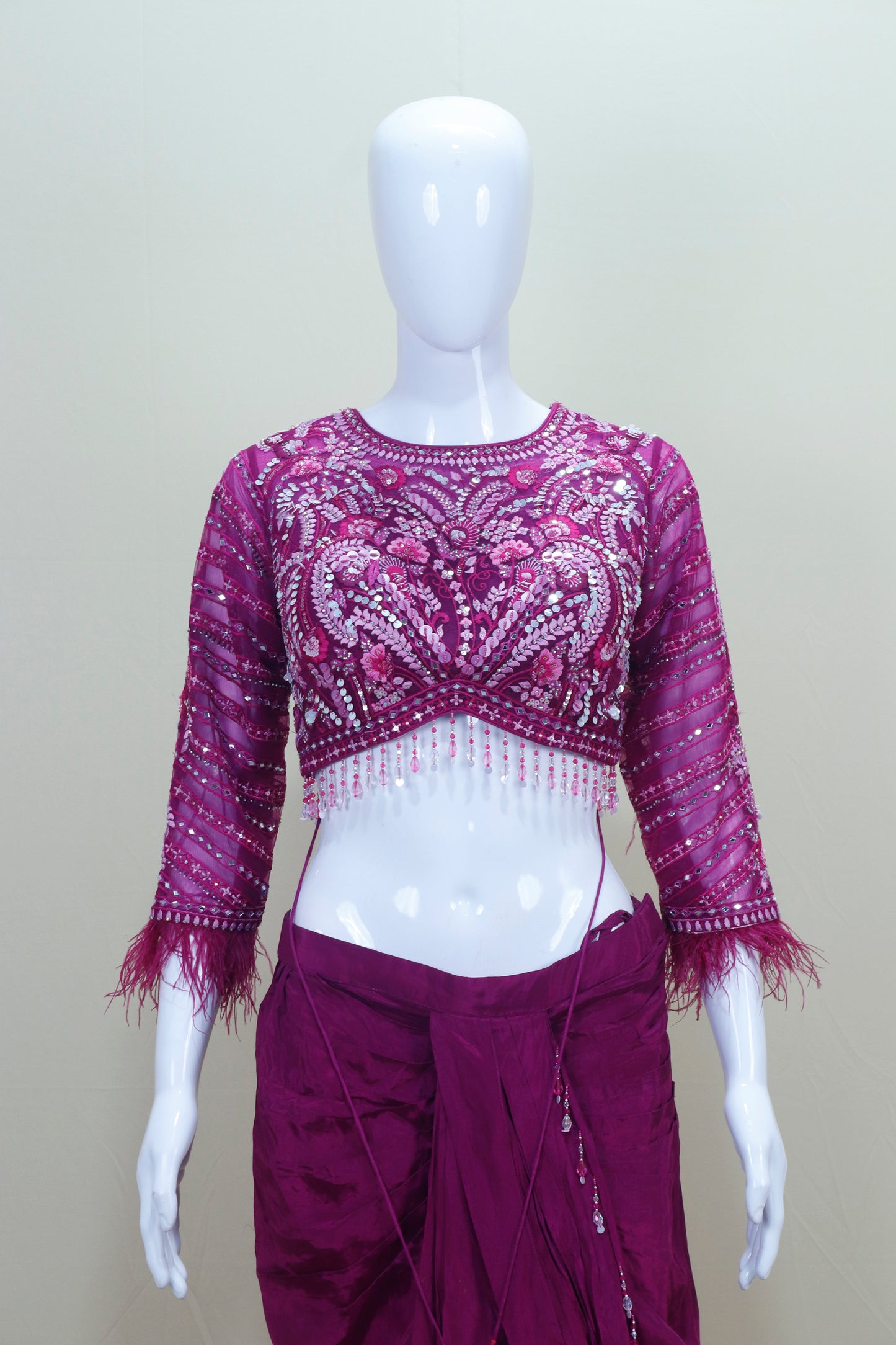 Designer Magenta Saree with Stylish Blouse Party Wear