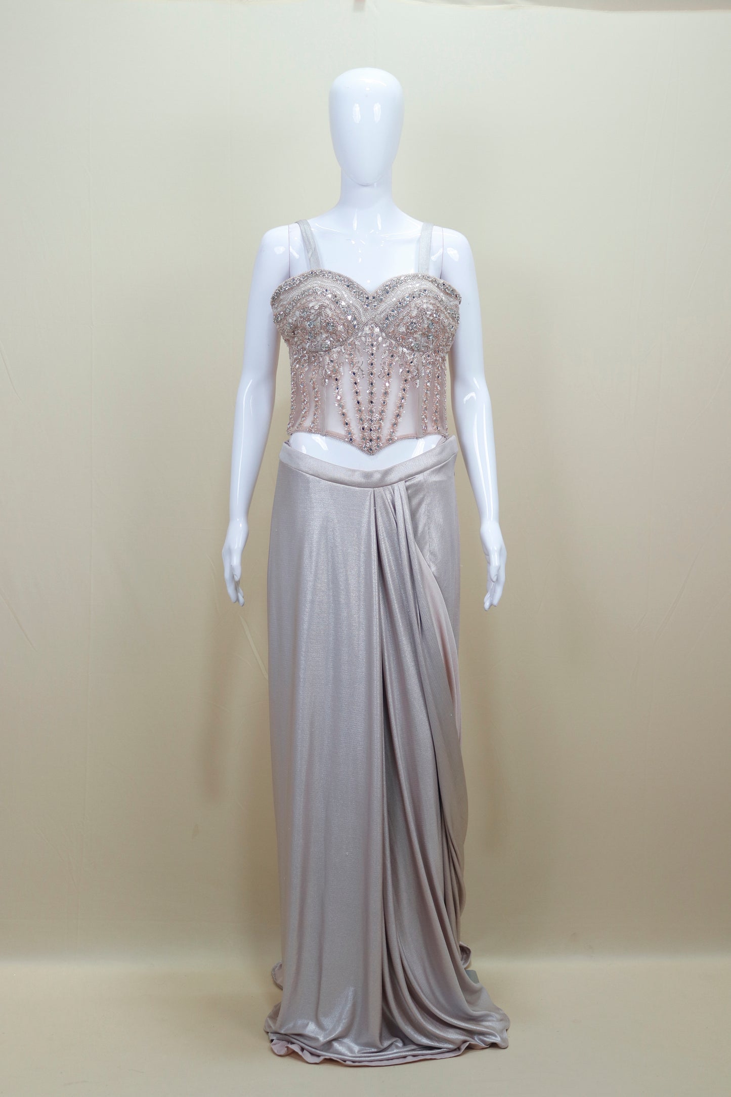 Elegant Silver Designer Saree Blouse Party Wear