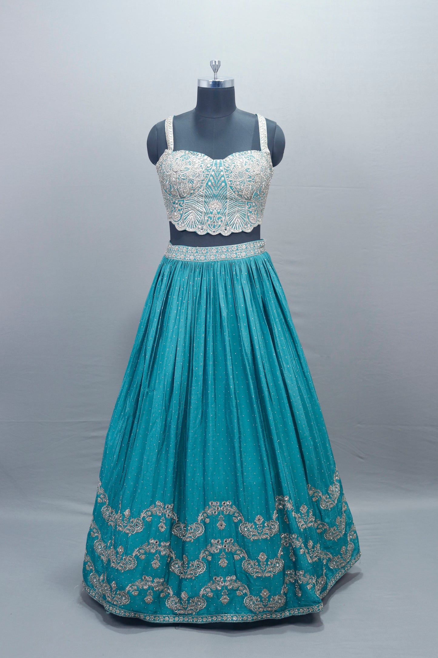 Teal Blue Lehenga Choli with Dupatta Designer Indian Wedding Outfit