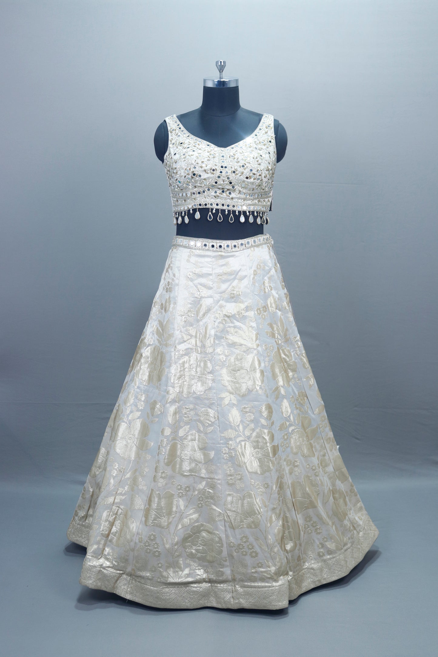 Ivory White Lehenga Choli with Dupatta Elegant Designer