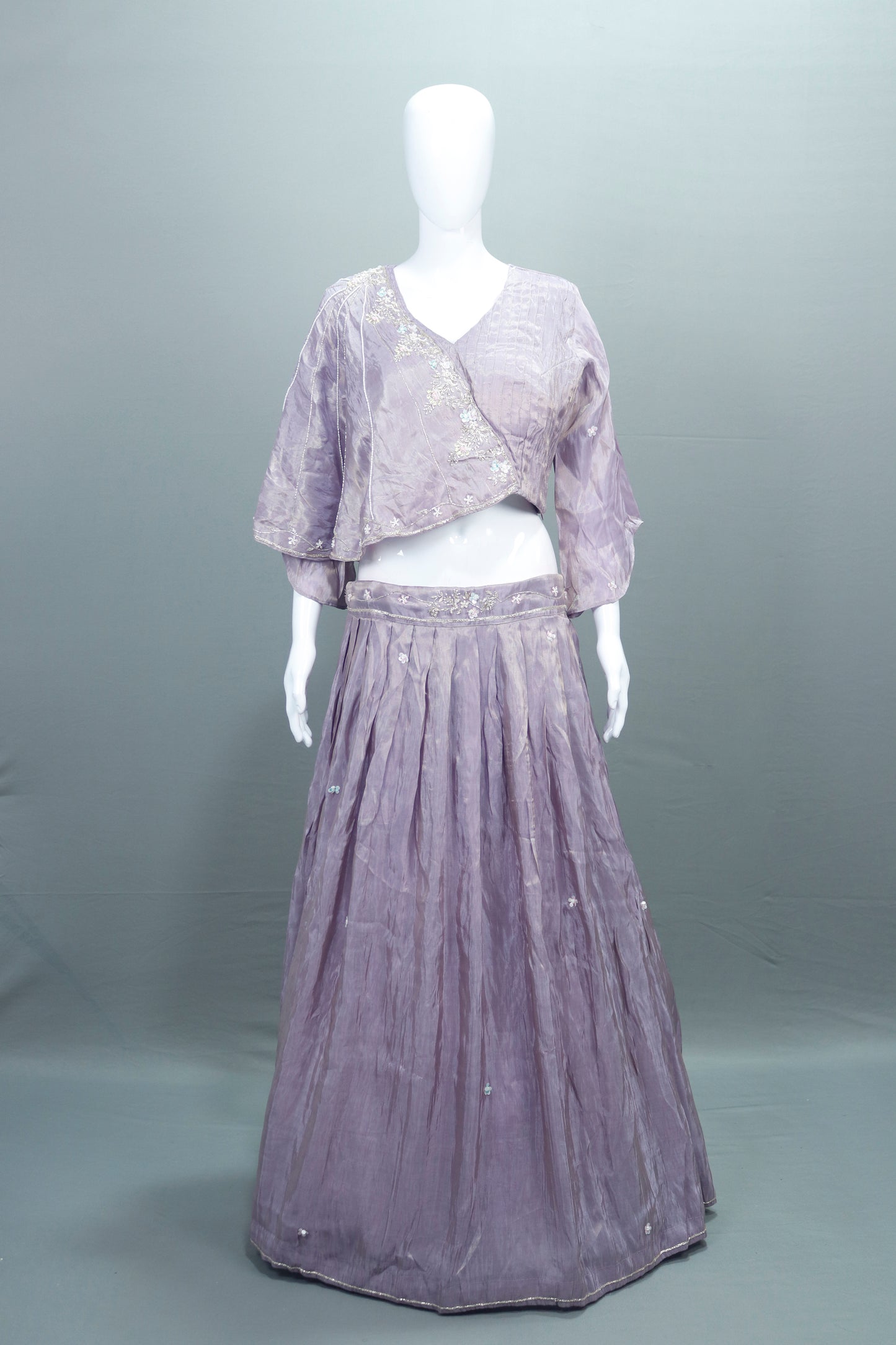 Lavender Crop Top Lehenga Set Modern Party Wear Festive Outfit