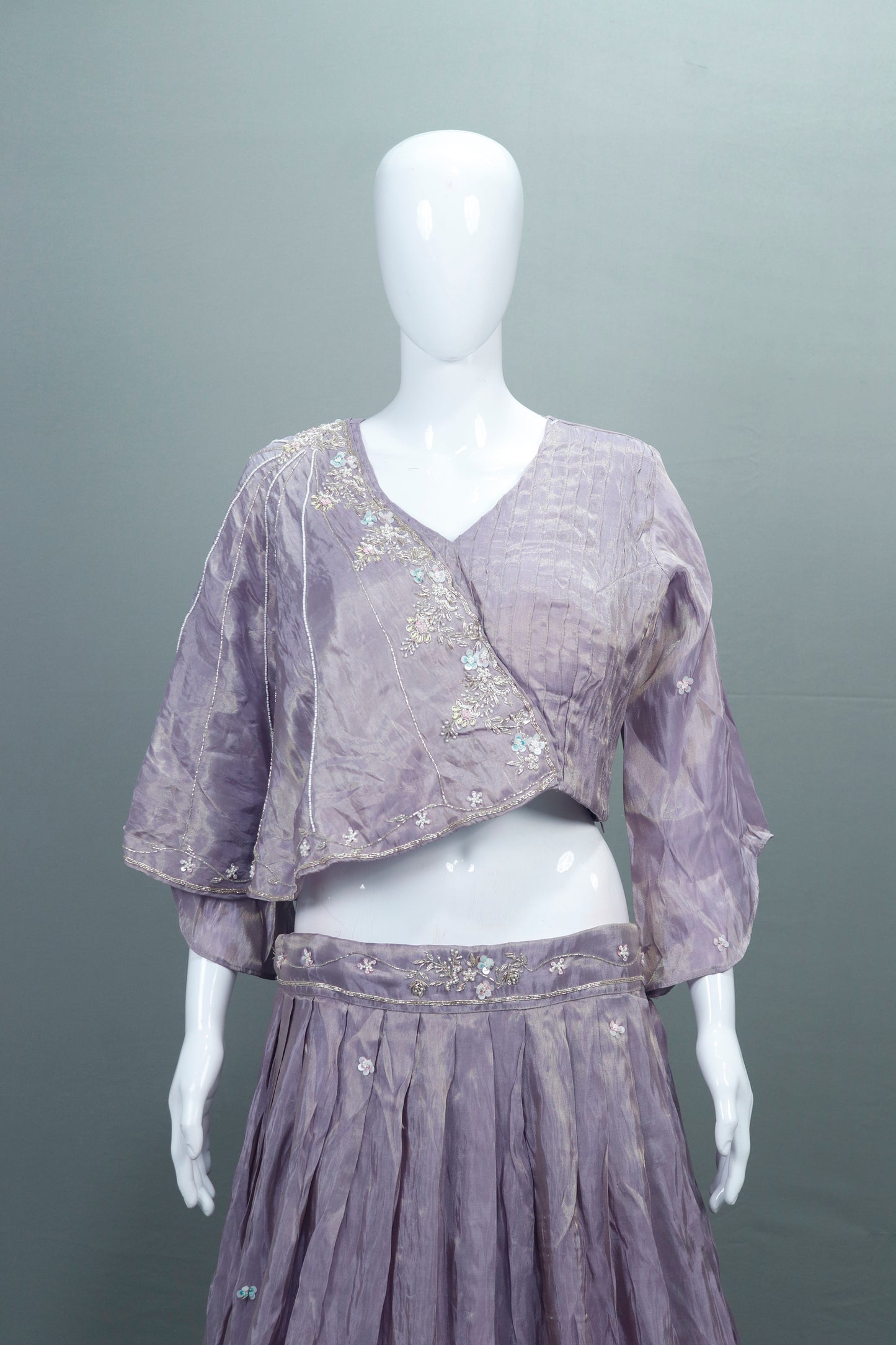 Lavender Crop Top Lehenga Set Modern Party Wear Festive Outfit