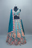 Teal Blue Multi Color Bridal Lehenga Choli with Dupatta