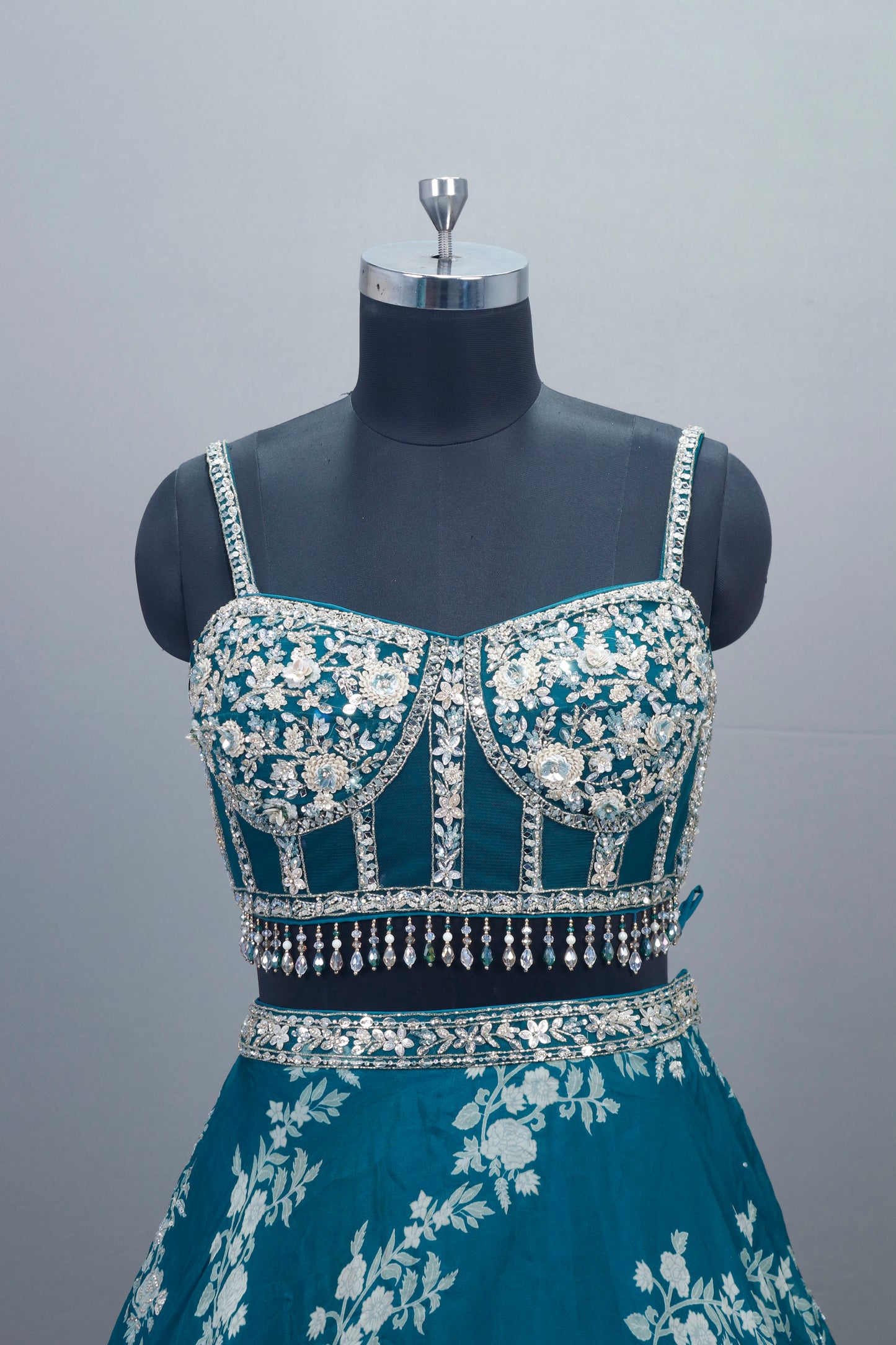 Teal Blue Lehenga Choli with Ombre Dupatta Designer Party Wear