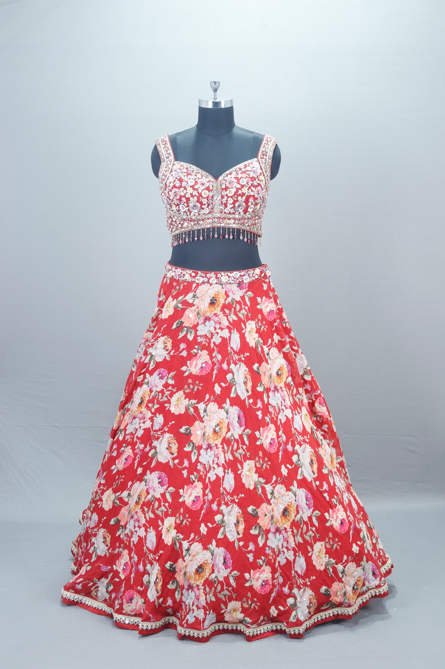 Red Lehenga Choli Blouse Net Dupatta Designer Party Wear