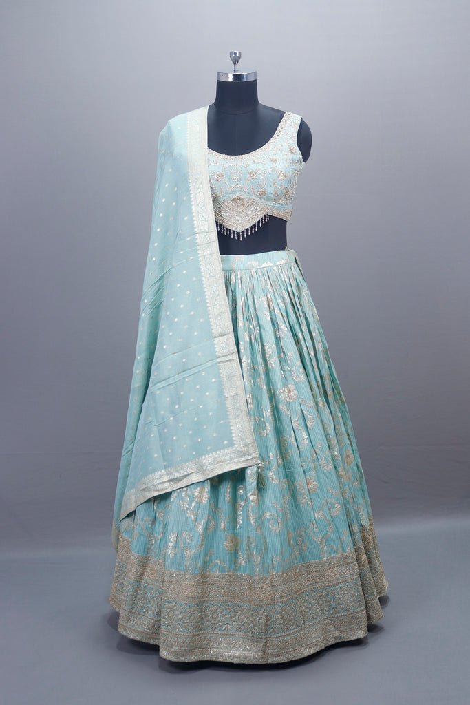 Pastel Blue Lehenga Choli with Dupatta Designer Party Wear
