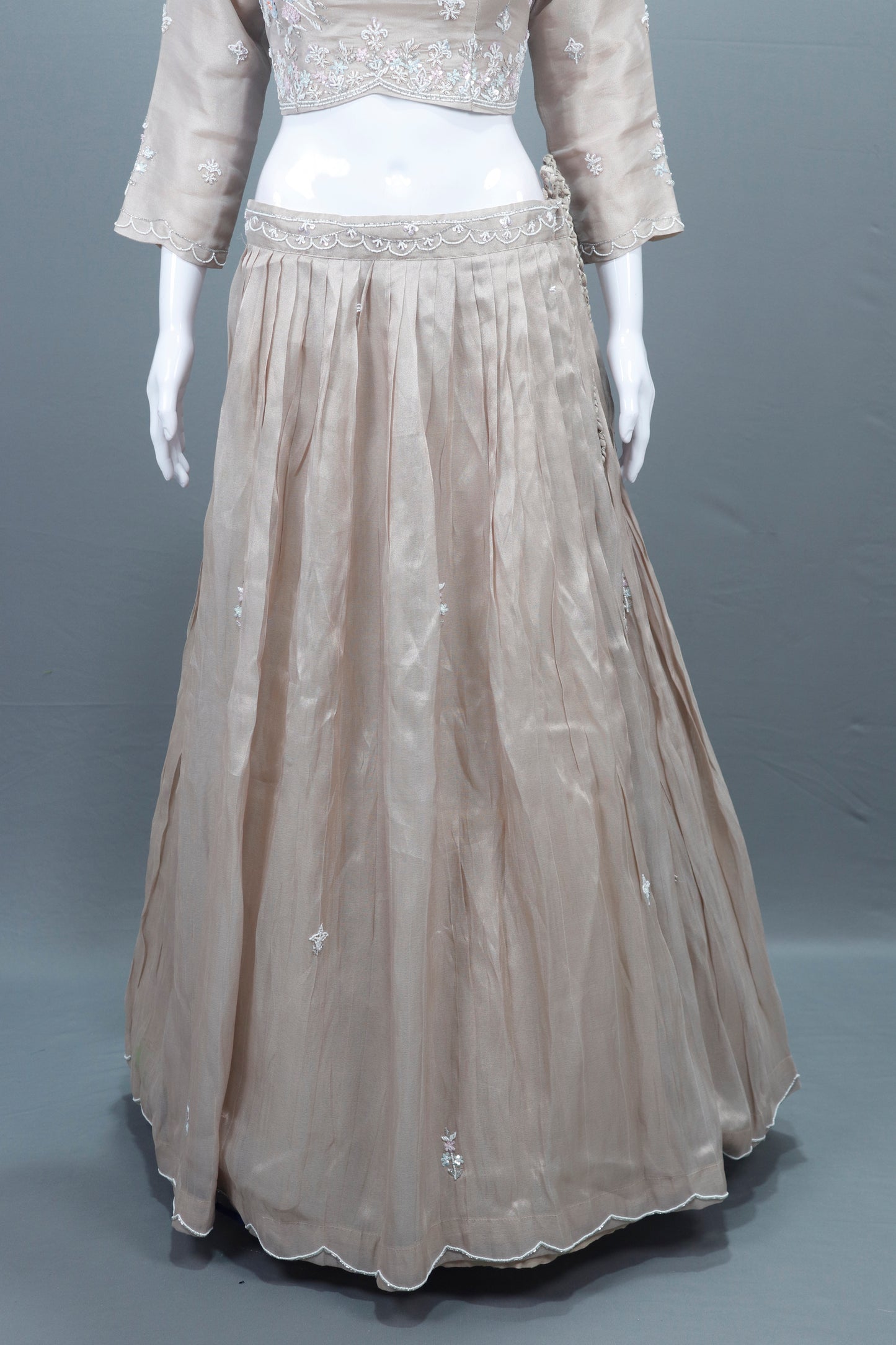 Beige Silk Lehenga Choli with Ombre Dupatta Bridal