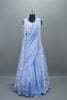 Icy Blue Drape Style Lehenga Choli with Dupatta Modern Party Wear