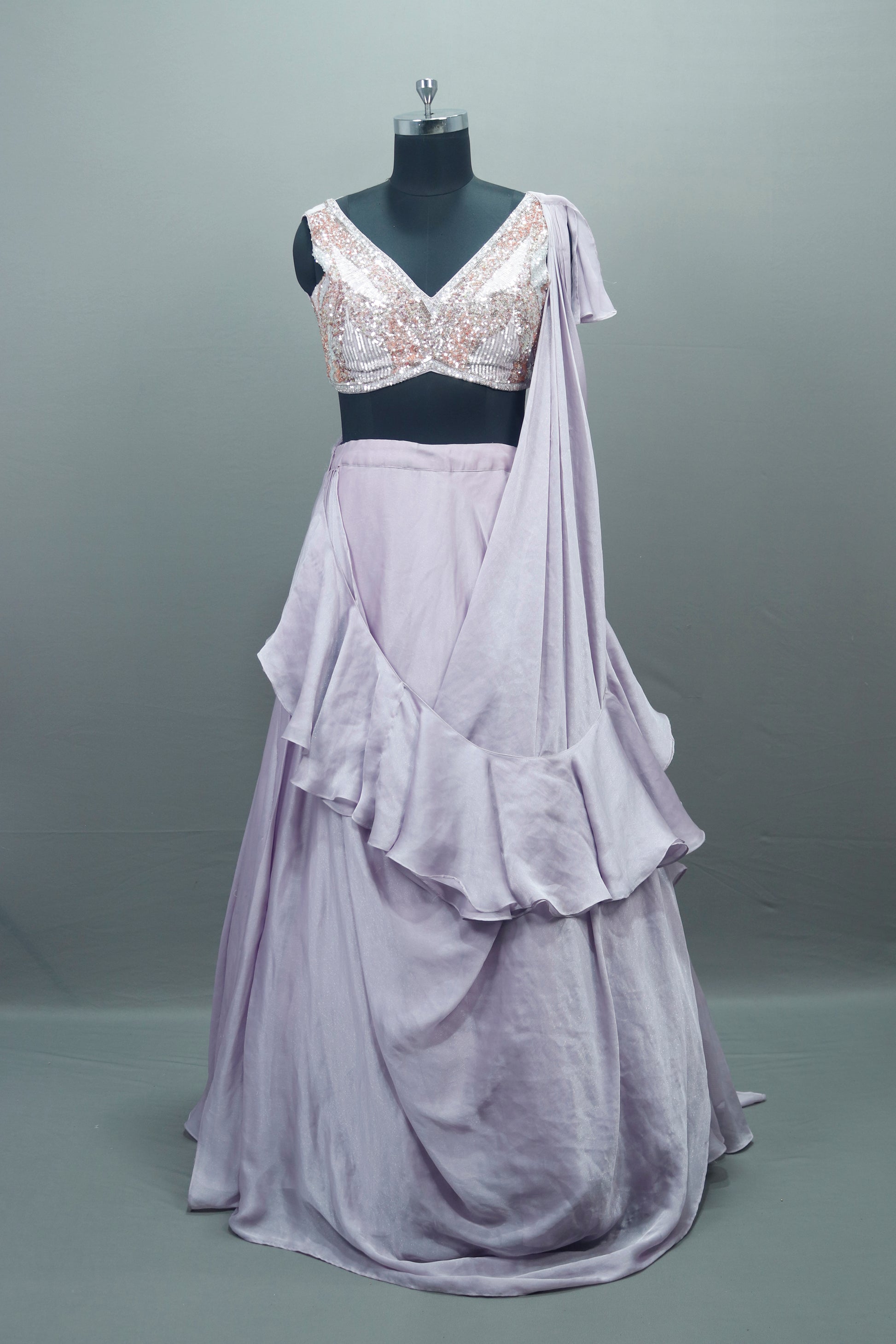 Onion Ruffle Lehenga Blouse Designer Party Cocktail Wear Ensemble