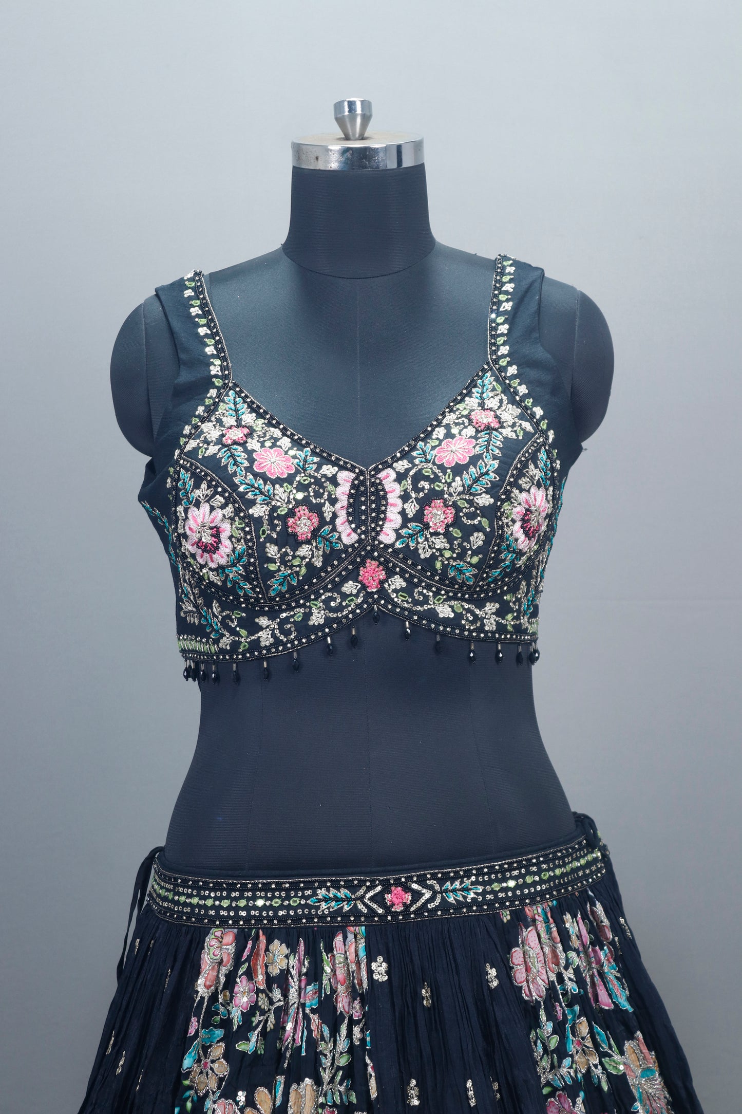 Navy Blue Lehenga Choli with Dupatta Designer