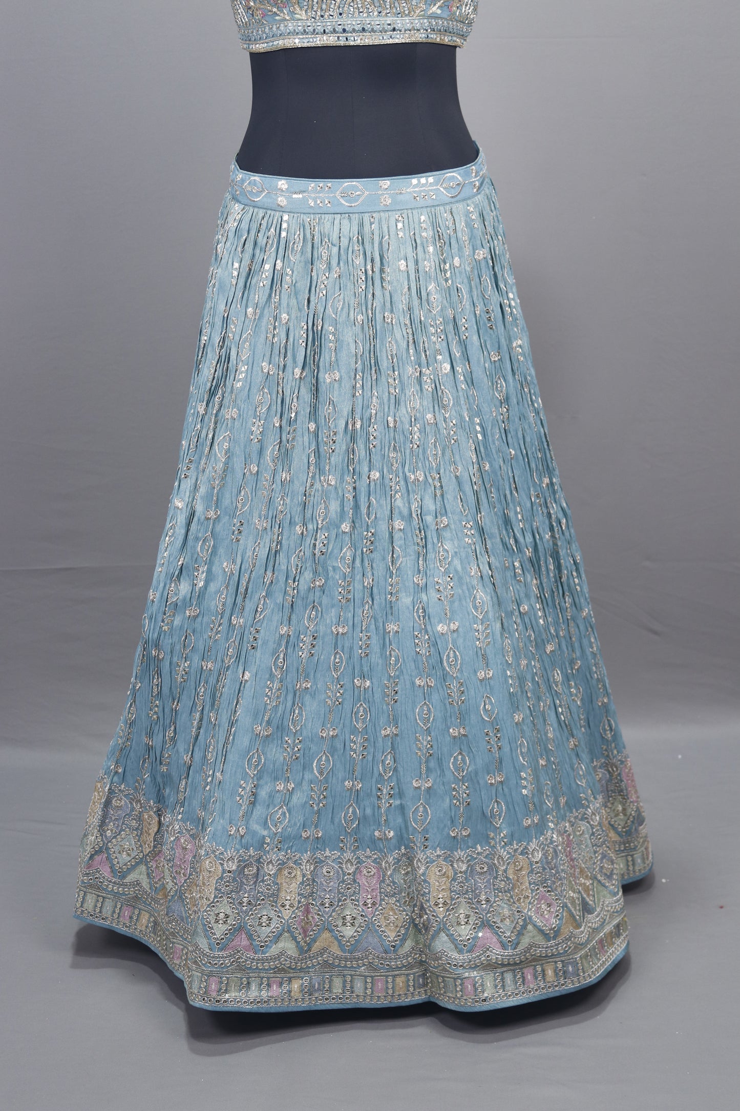 Sky Blue Silk Lehenga Choli with Dupatta  Party Wear Designer Lehenga